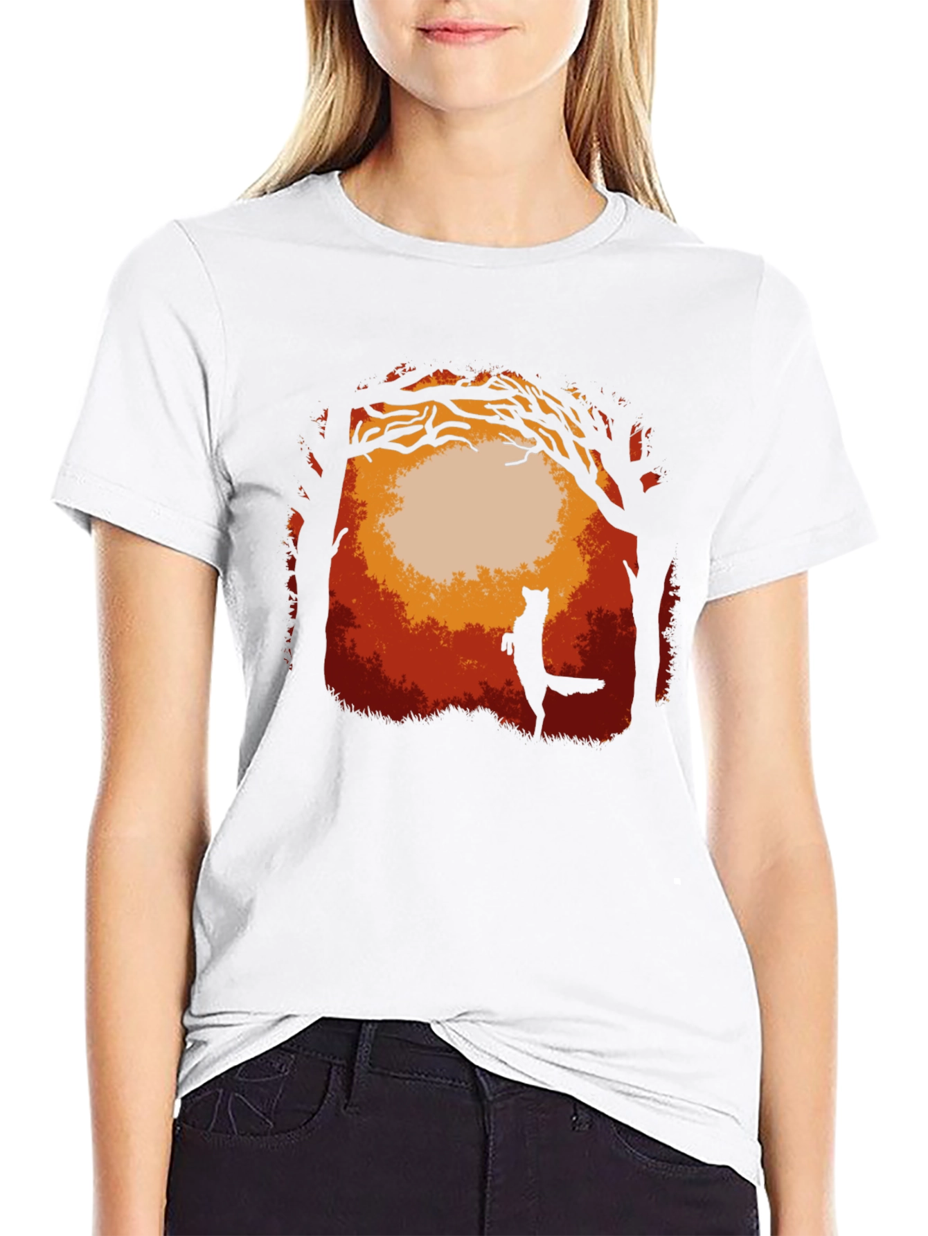 Fox in Forest Graphic T-Shirt - Midnight Black