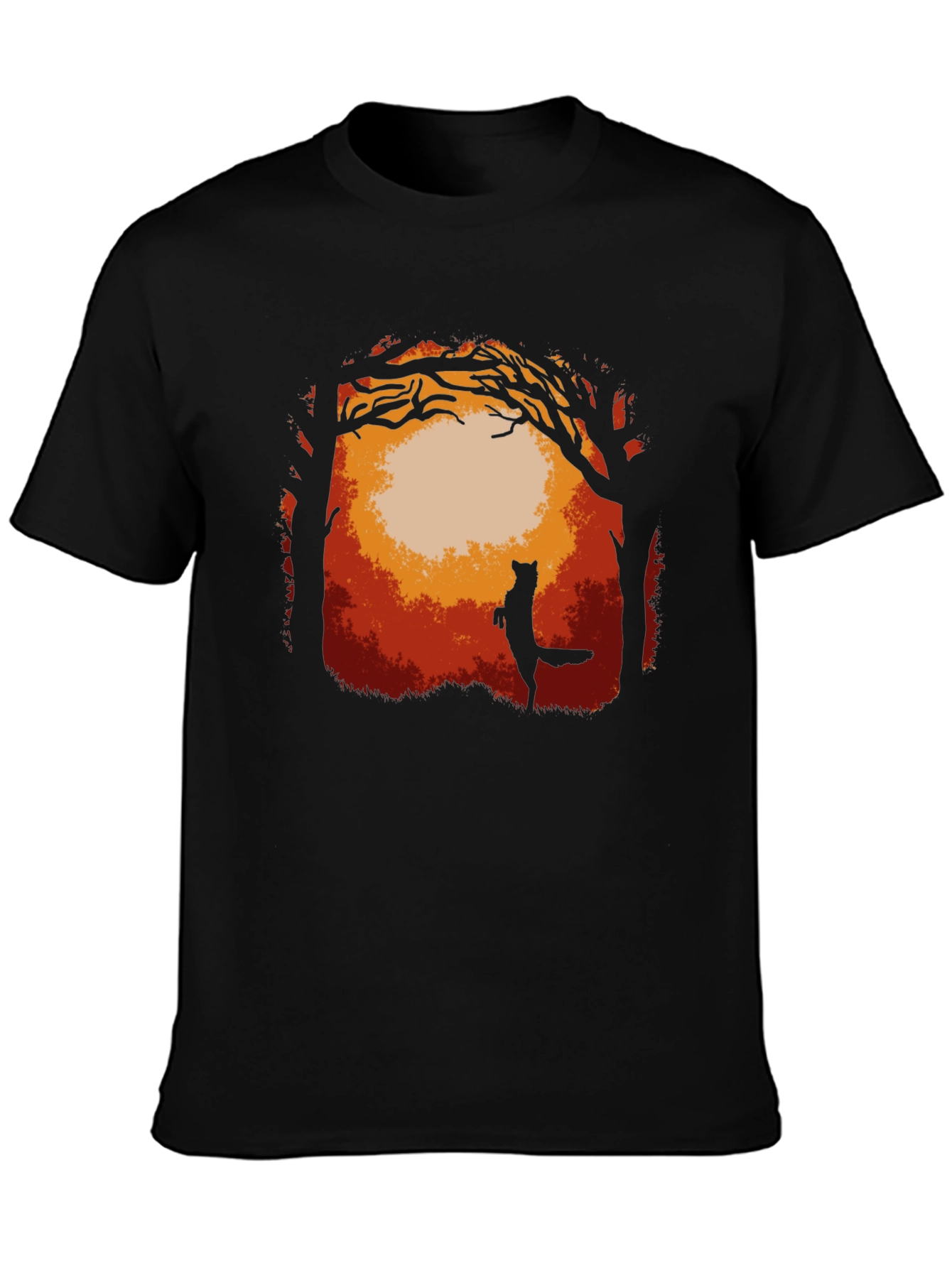 Fox in Forest Graphic T-Shirt - Midnight Black