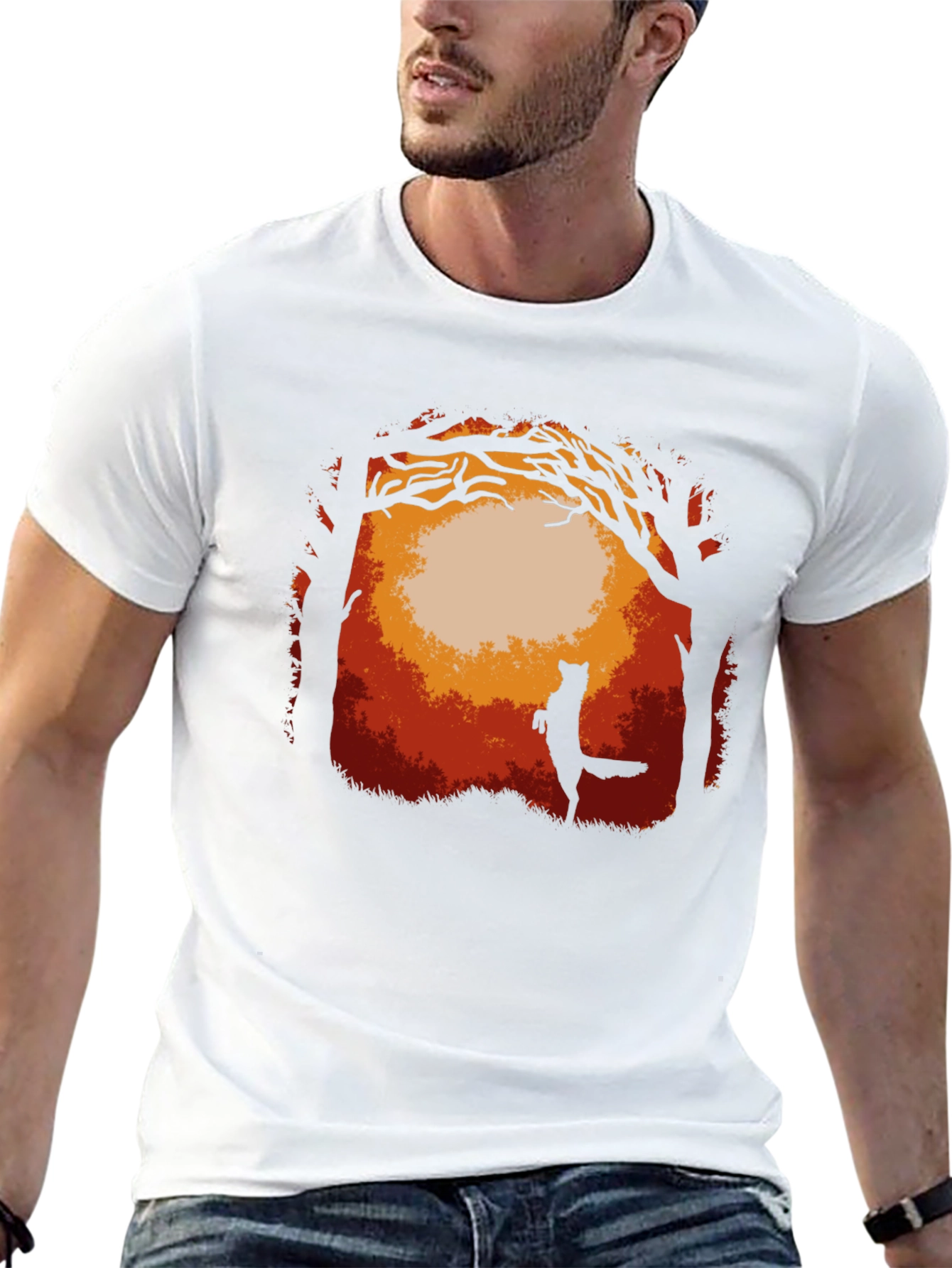Fox in Forest Graphic T-Shirt - Midnight Black