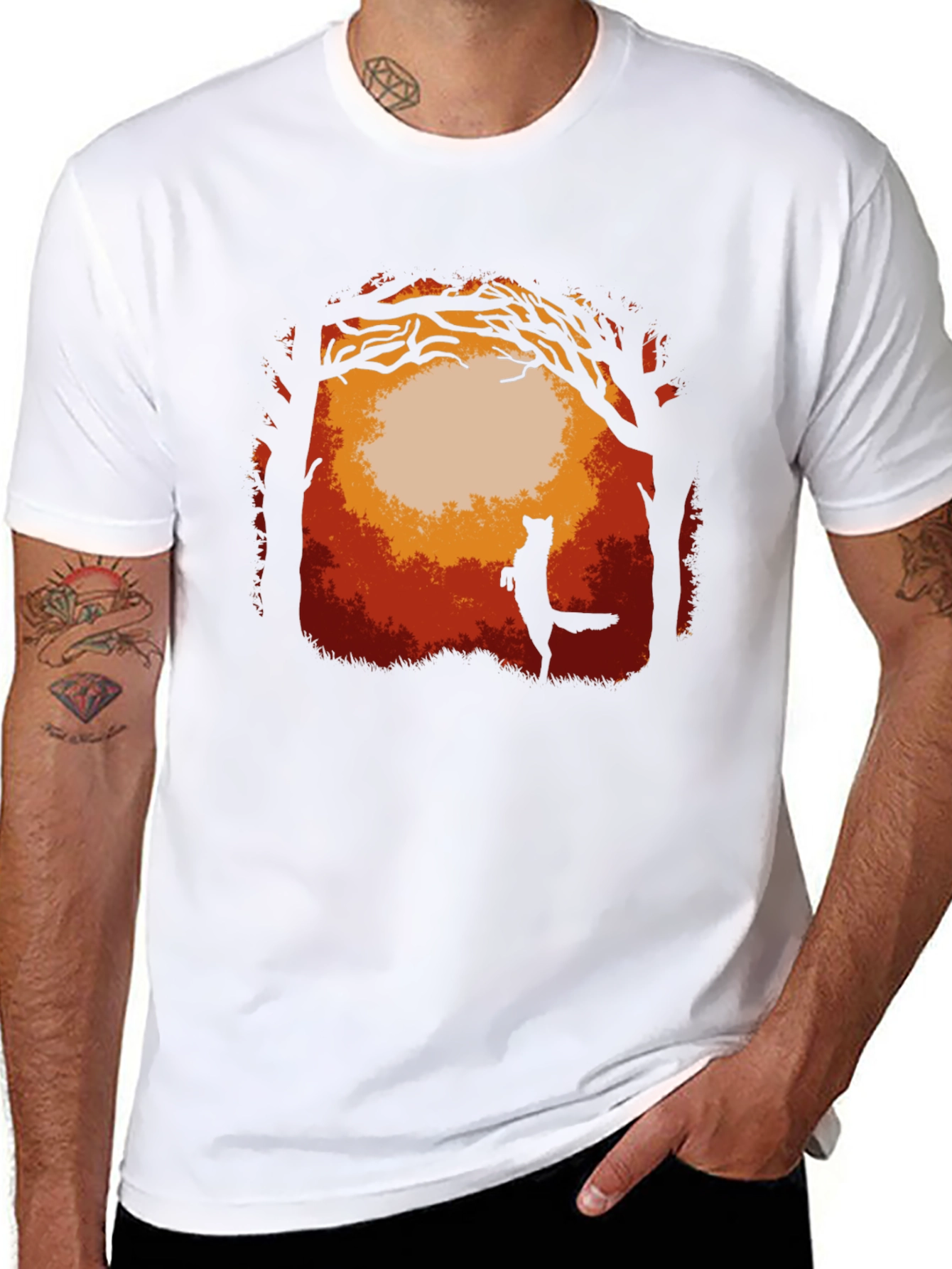Fox in Forest Graphic T-Shirt - Midnight Black