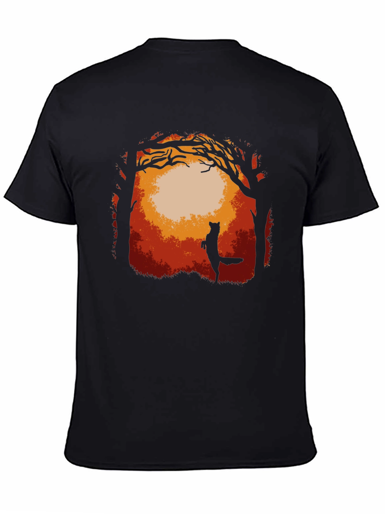 Fox in Forest Graphic T-Shirt - Midnight Black