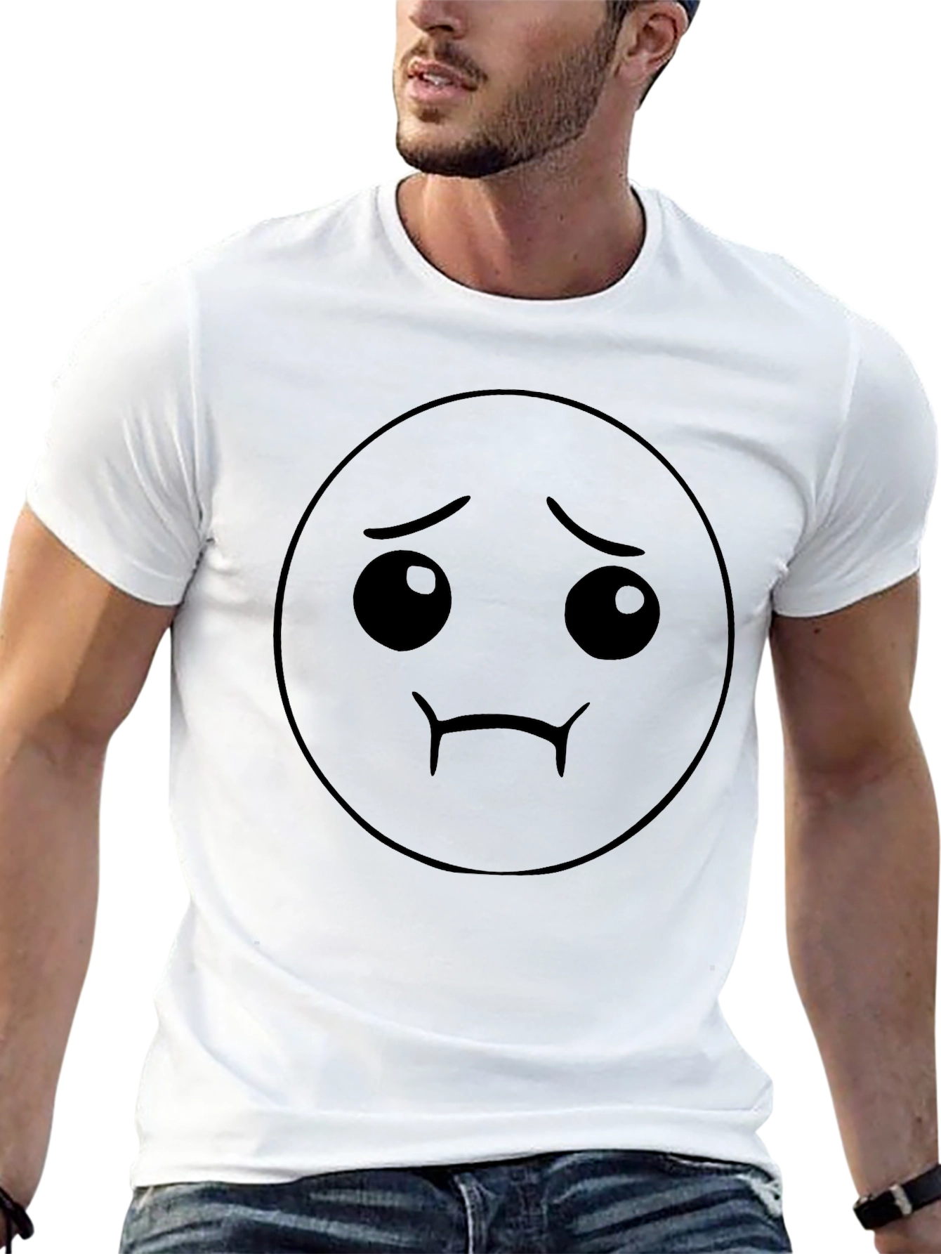 Sad Emoji Graphic Tee - Black