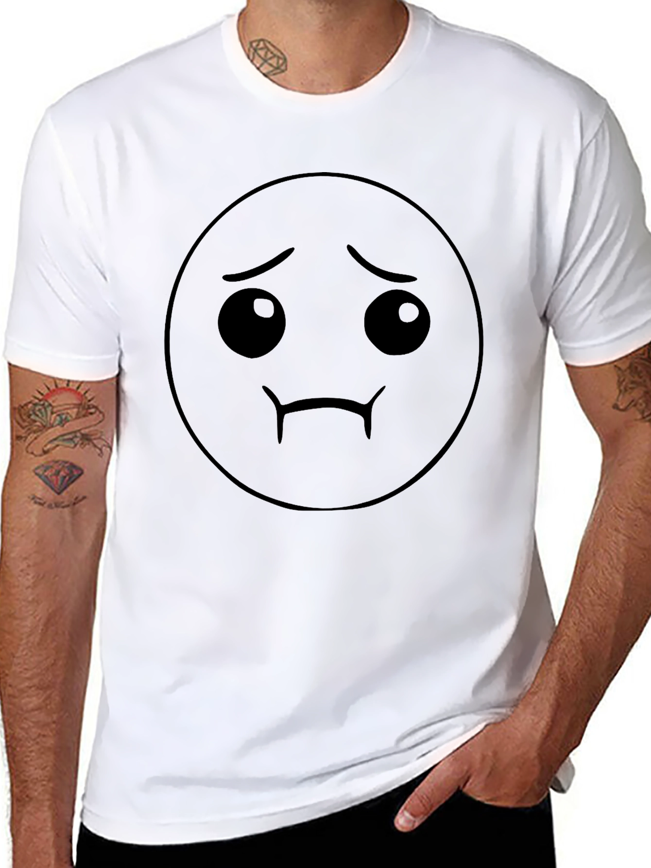 Sad Emoji Graphic Tee - Black