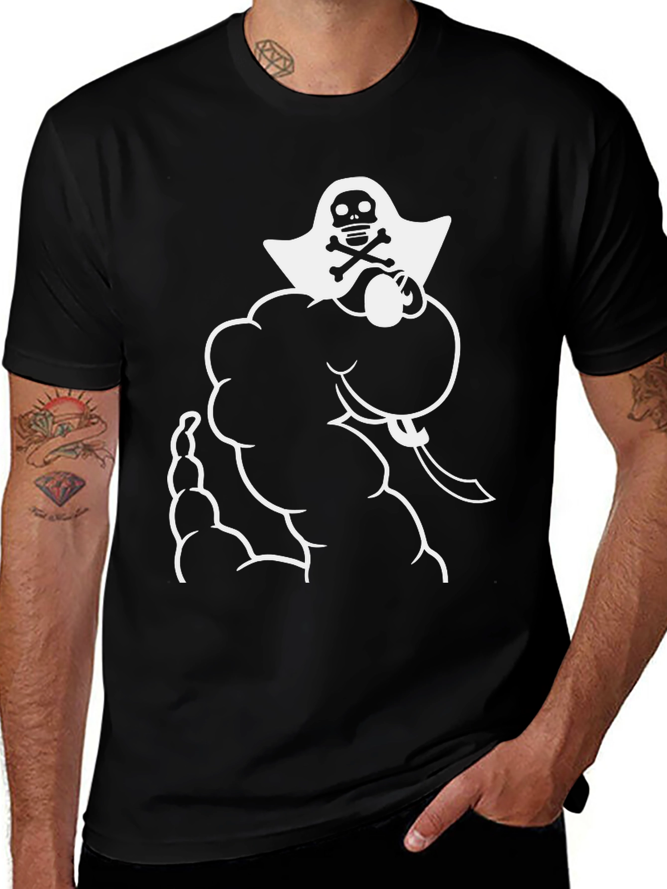 Pirate Ghost Graphic T-Shirt - Black