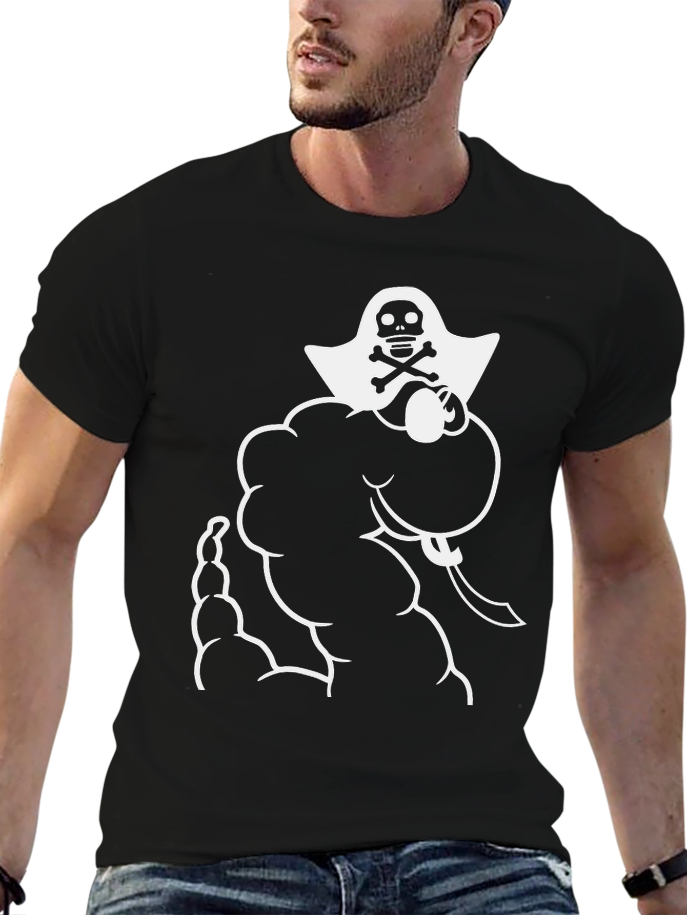Pirate Ghost Graphic T-Shirt - Black
