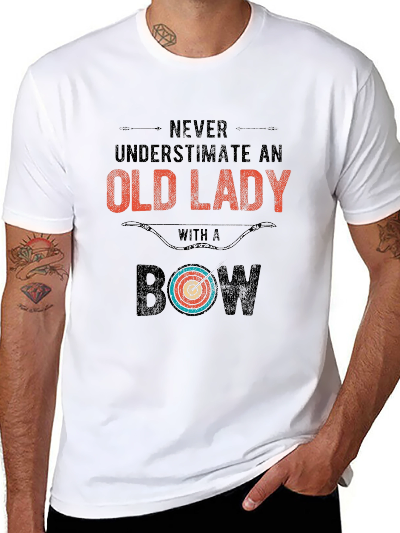 Never Underestimate Old Lady Bow T-Shirt