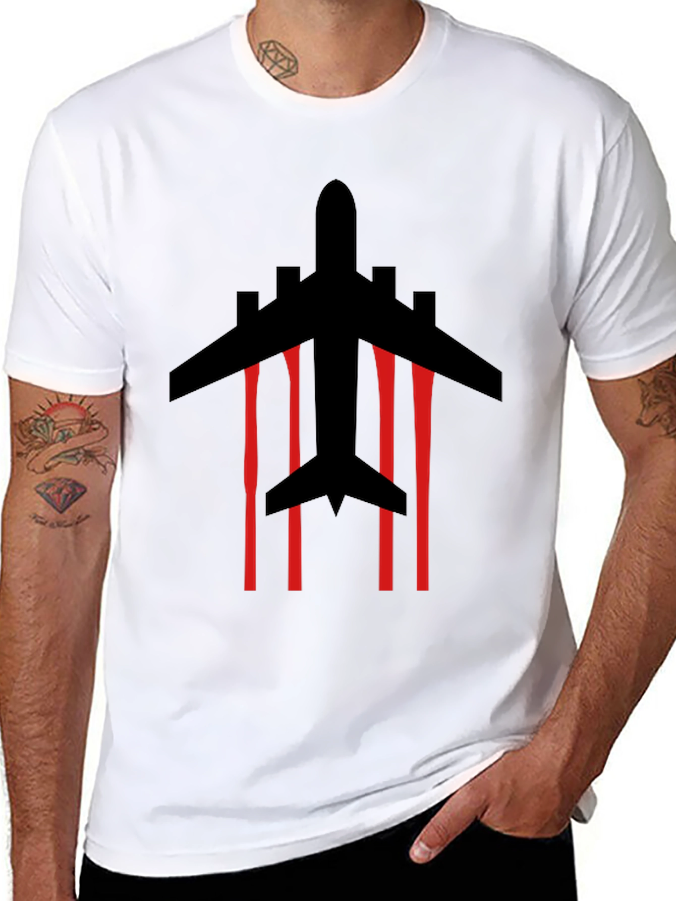 Jet Plane Silhouette Graphic Tee - Black