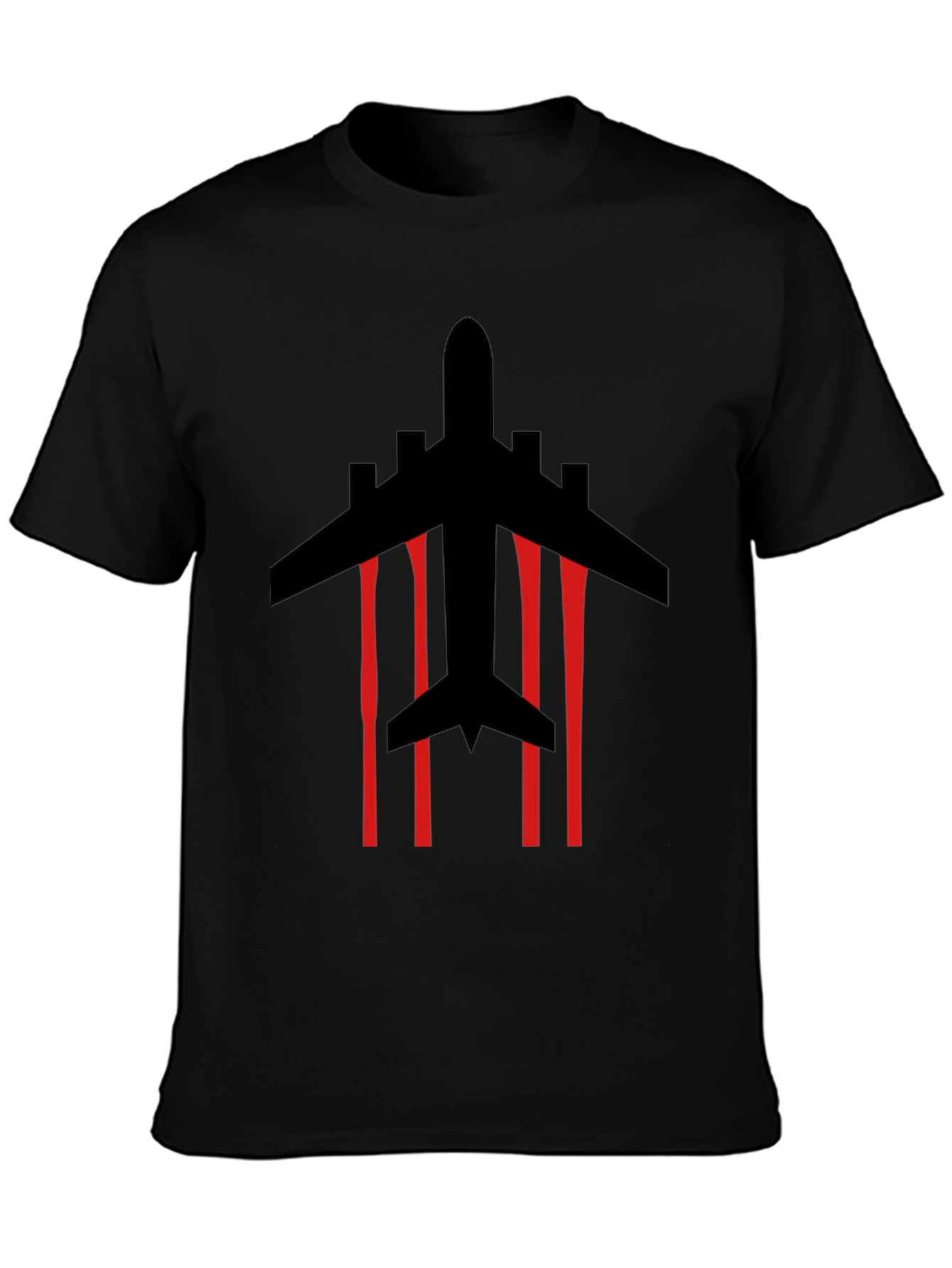 Jet Plane Silhouette Graphic Tee - Black