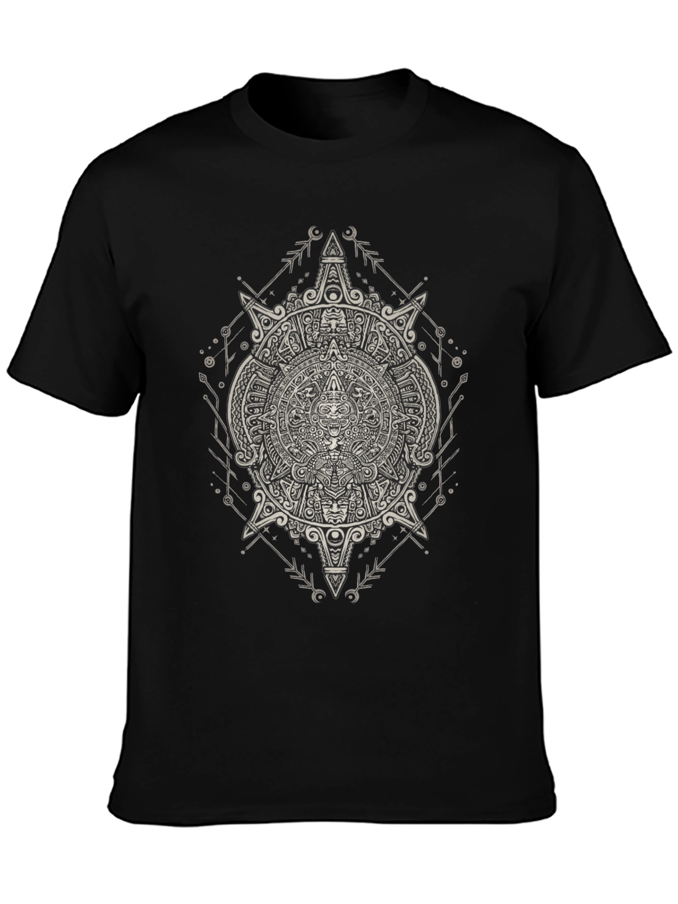 Aztec Calendar Graphic Print Mens T-Shirt