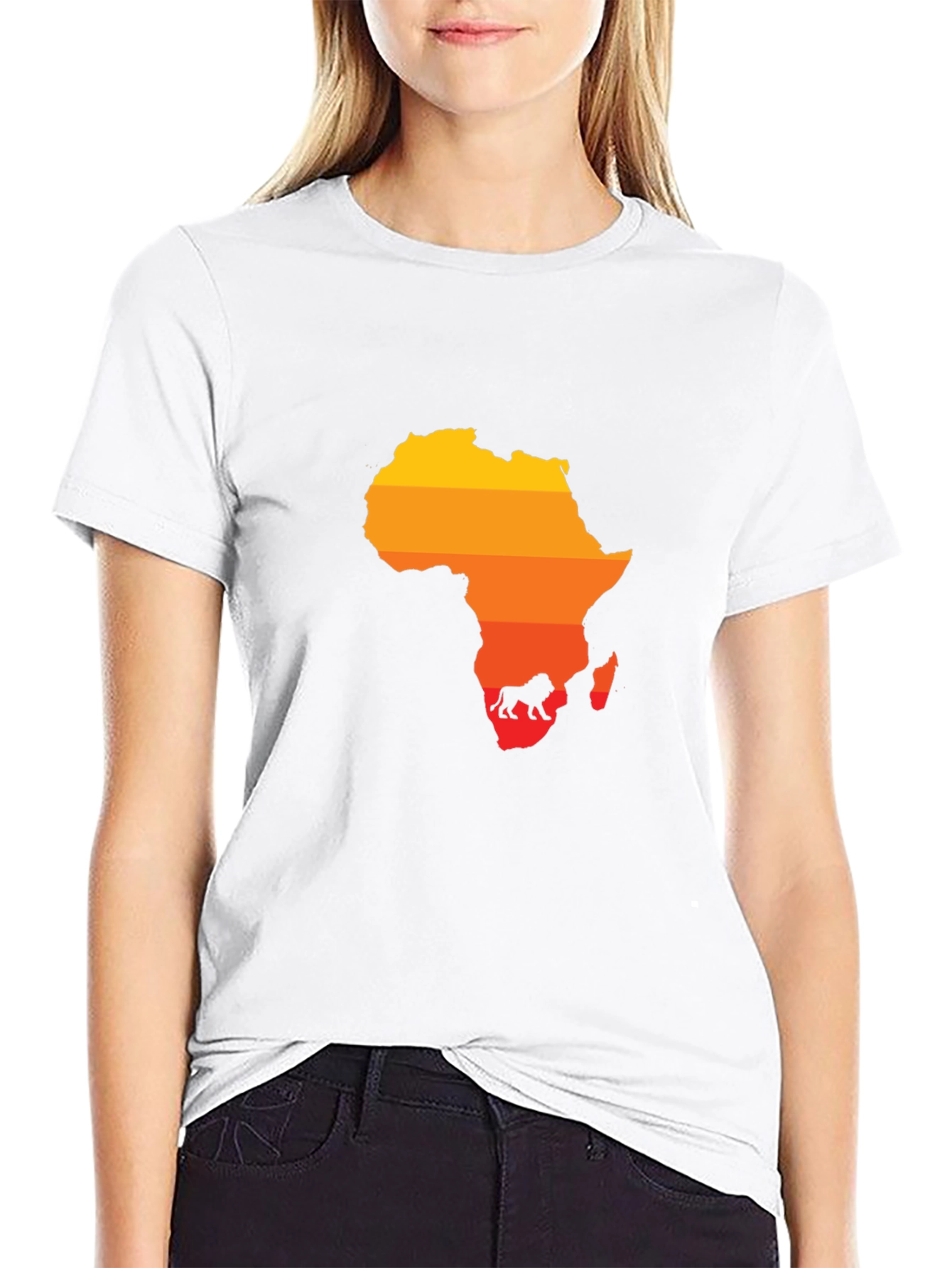 Africa Map Lion Silhouette Black Tee