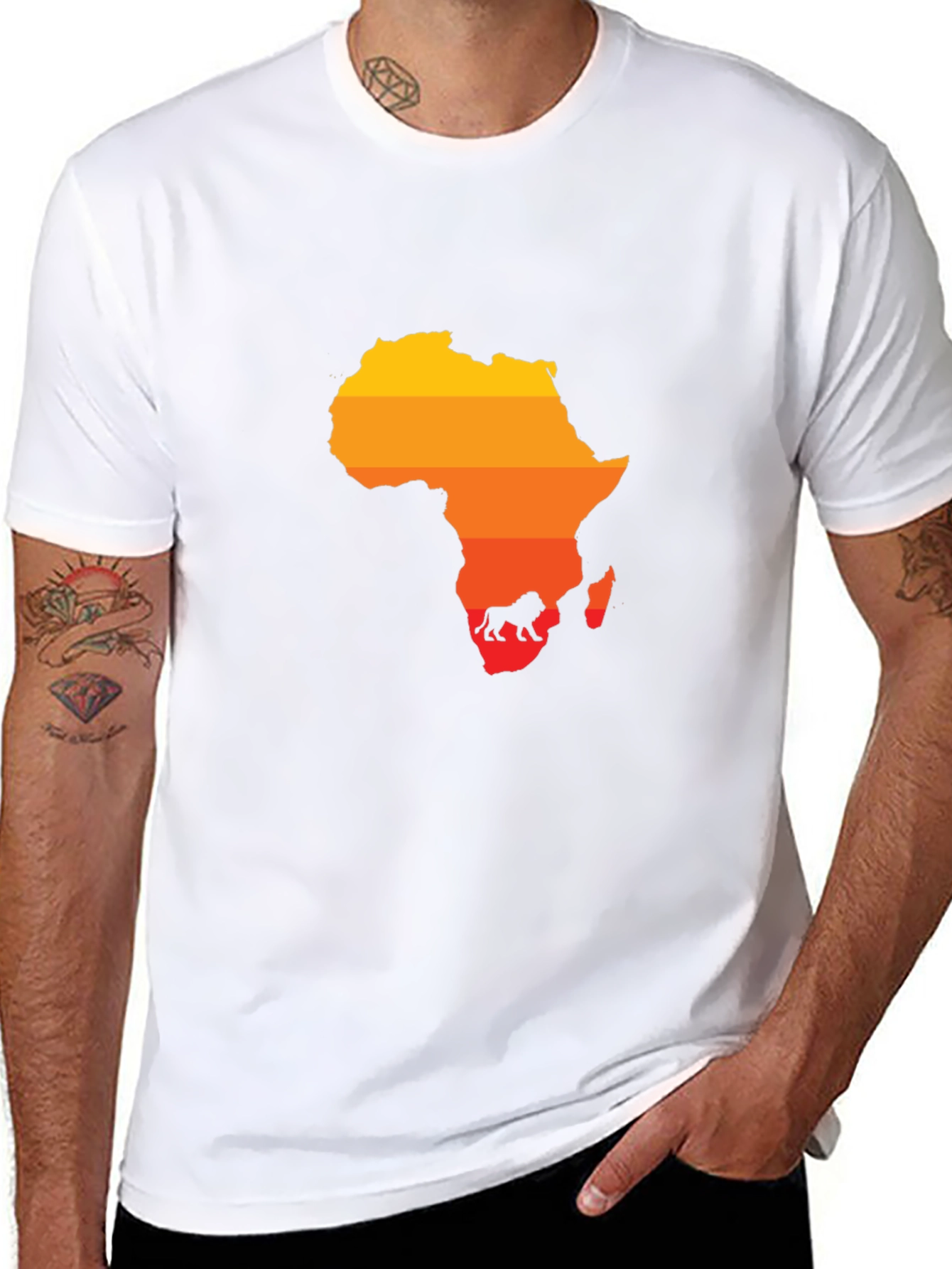 Africa Map Lion Silhouette Black Tee