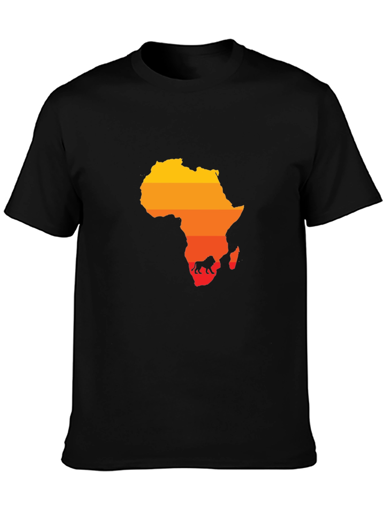 Africa Map Lion Silhouette Black Tee