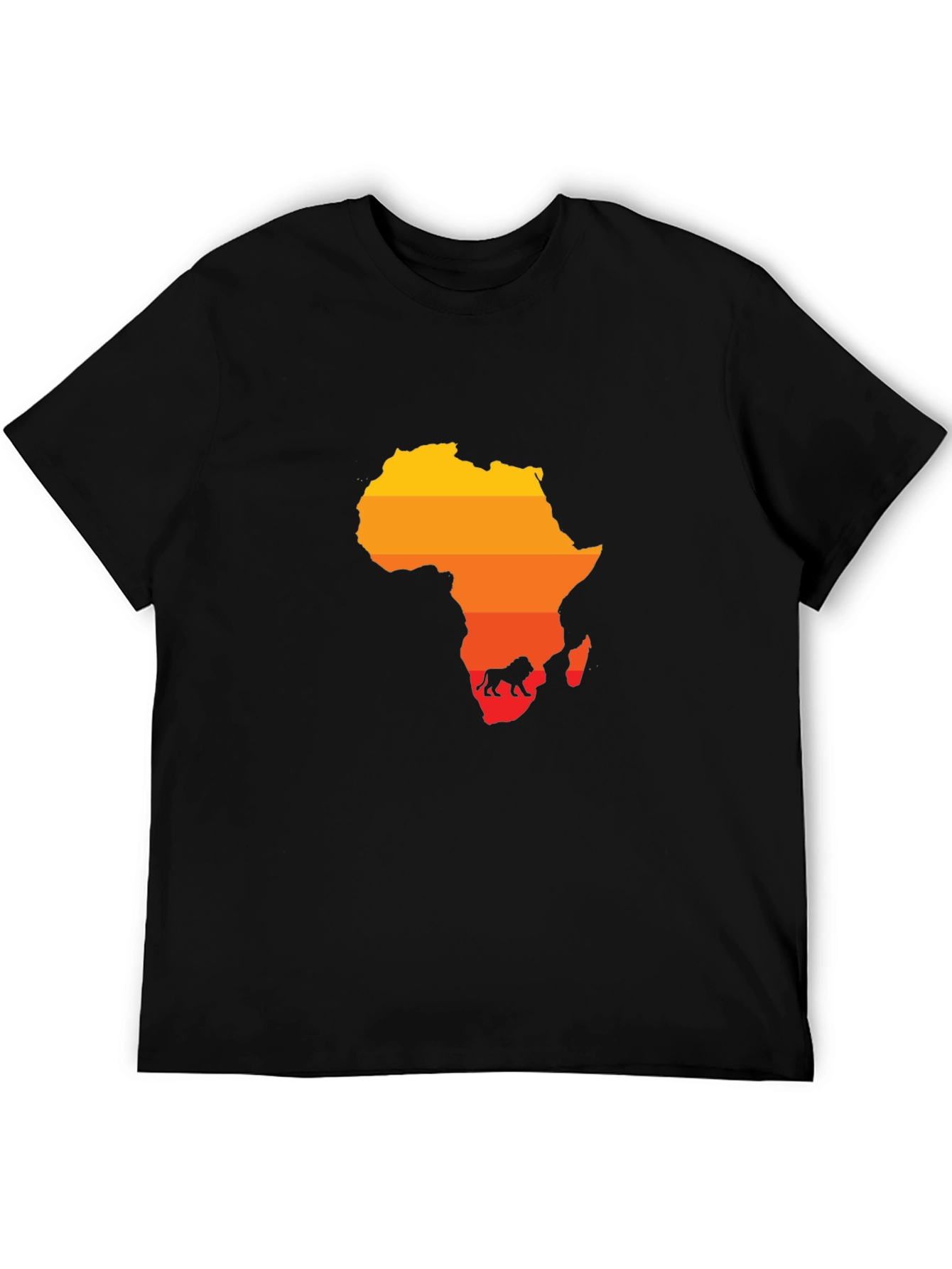 Africa Map Lion Silhouette Black Tee