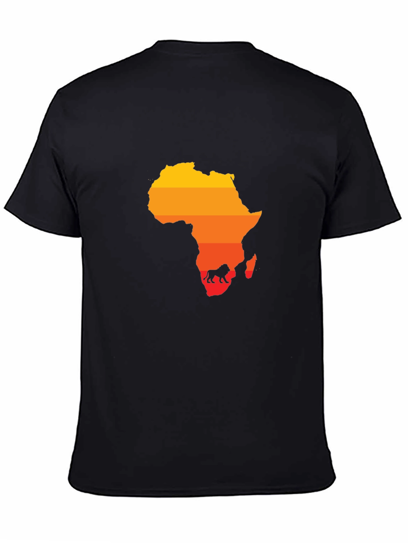 Africa Map Lion Silhouette Black Tee