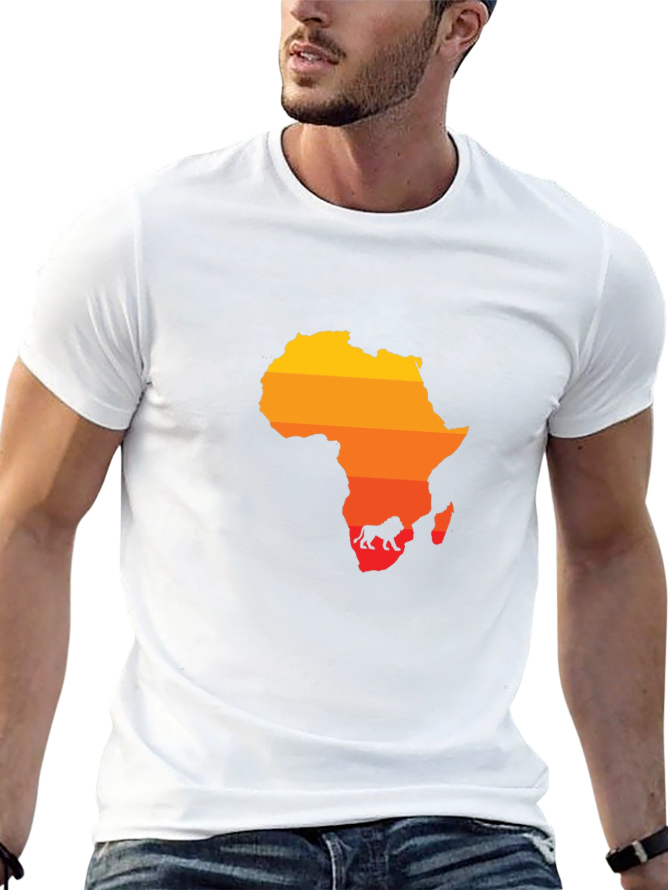 Africa Map Lion Silhouette Black Tee