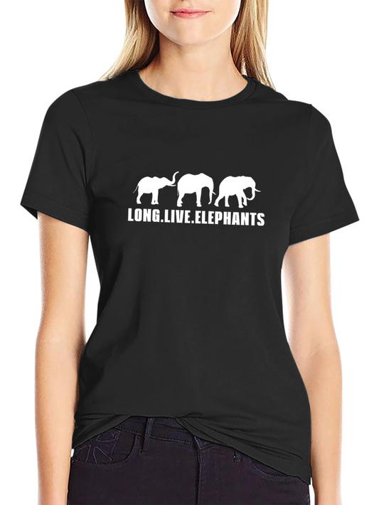 Long Live Elephants Graphic Tee - Black Cotton Casual T-Shirt