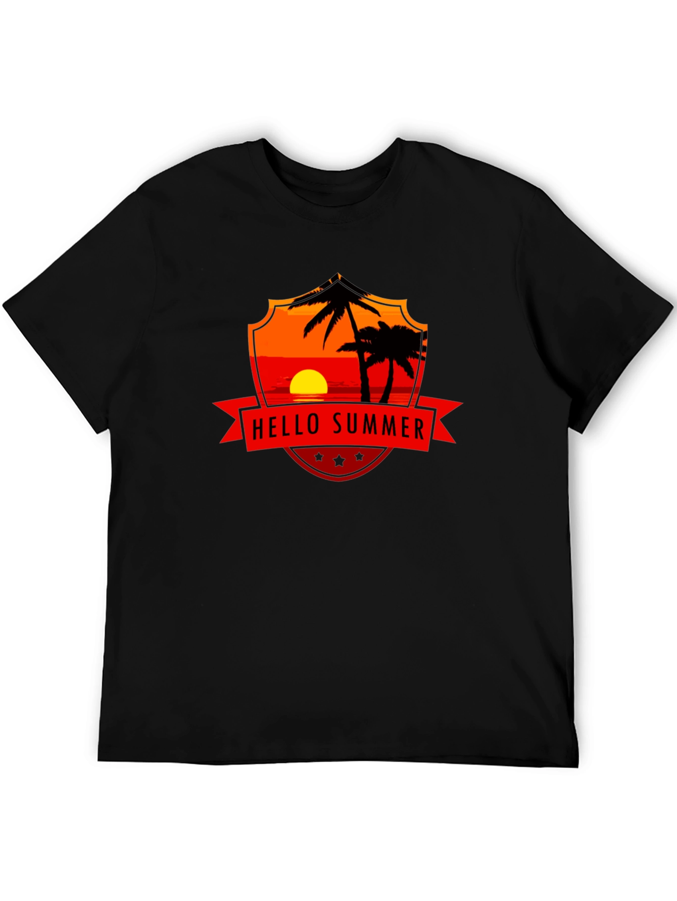 Hello Summer Graphic Tee - Black Cotton T-Shirt