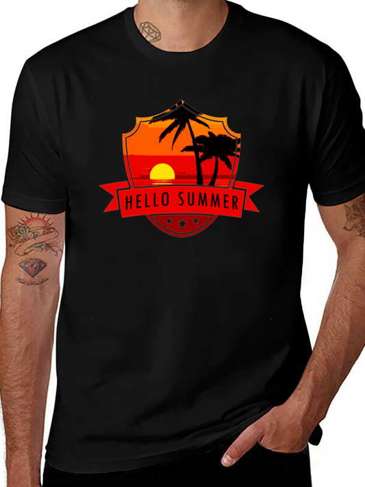 Hello Summer Graphic Tee - Black Cotton T-Shirt