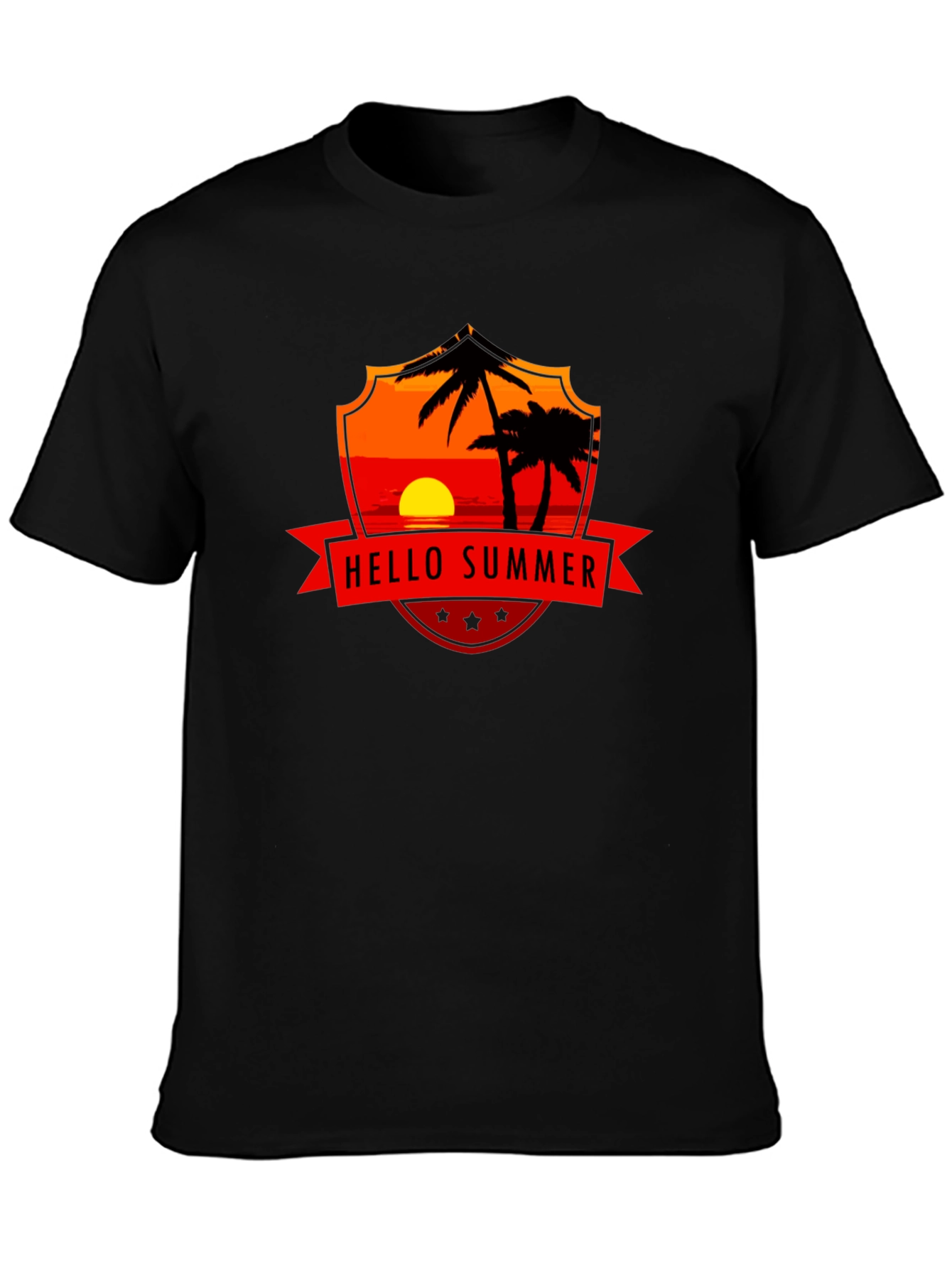 Hello Summer Graphic Tee - Black Cotton T-Shirt