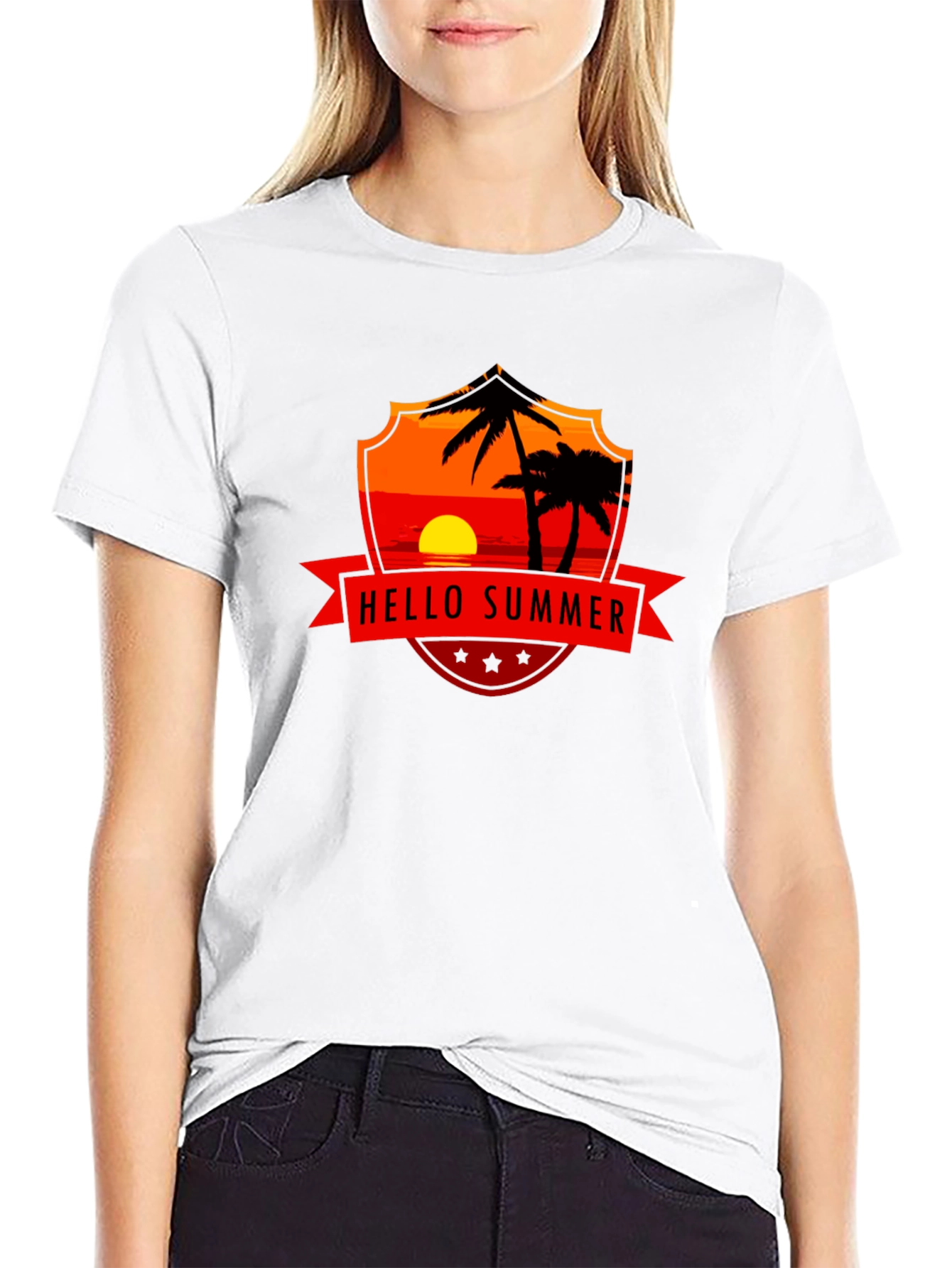 Hello Summer Graphic Tee - Black Cotton T-Shirt