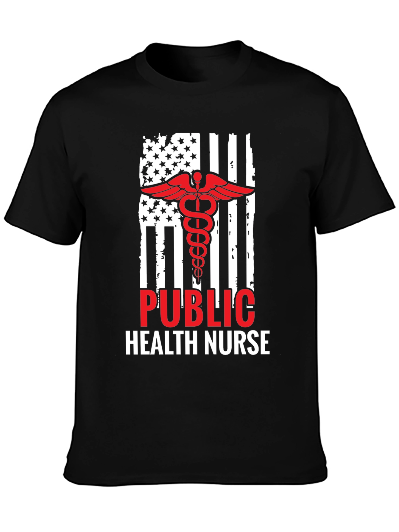 Public Health Nurse American Flag Graphic T-Shirt