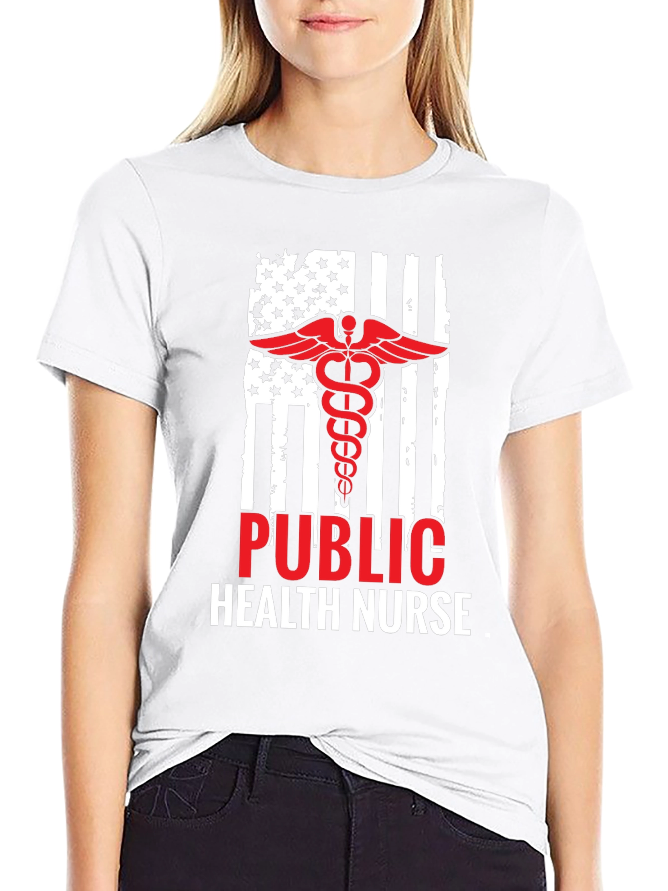 Public Health Nurse American Flag Graphic T-Shirt