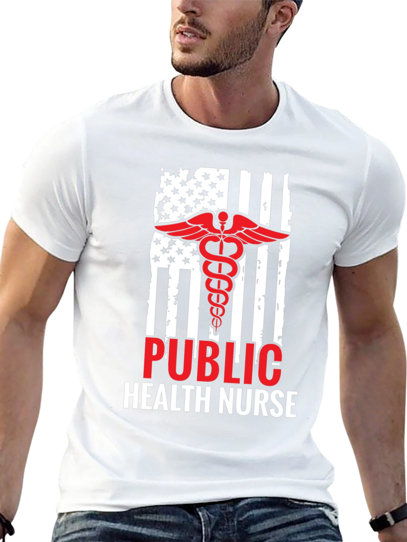 Public Health Nurse American Flag Graphic T-Shirt