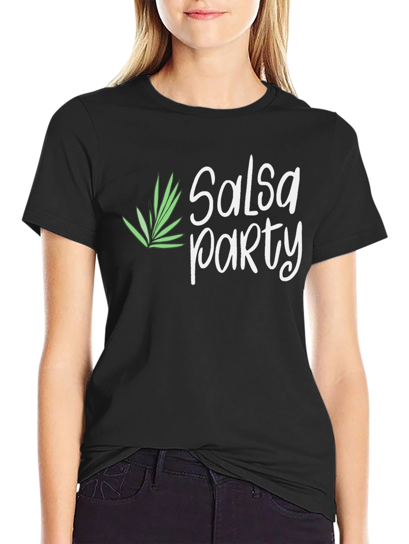 Salsa Party Graphic Tee - Black Cotton T-Shirt