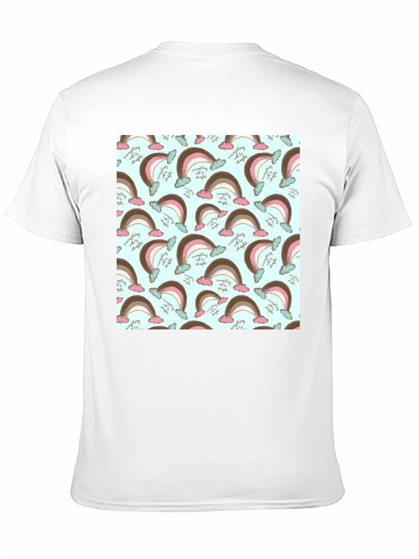 Rainbow Patterned Mens Black T-Shirt