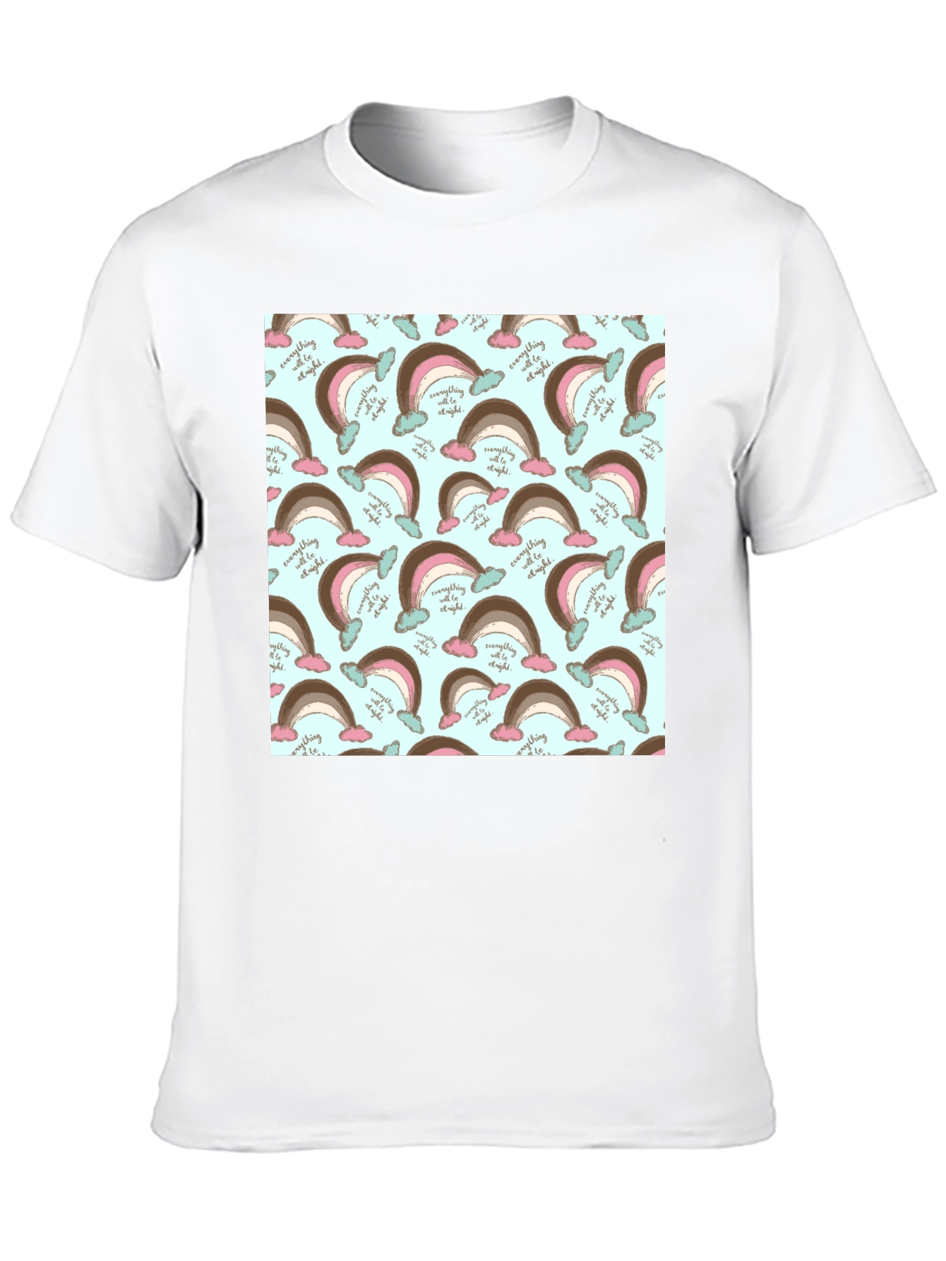Rainbow Patterned Mens Black T-Shirt