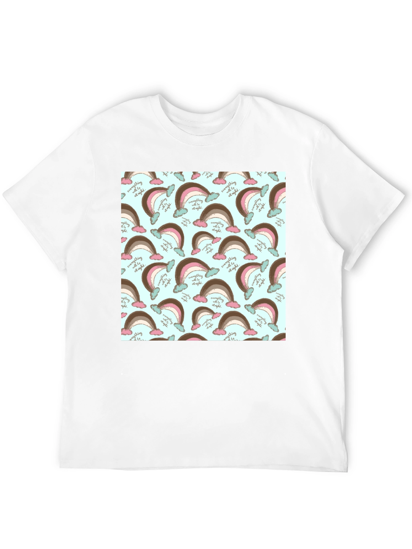 Rainbow Patterned Mens Black T-Shirt