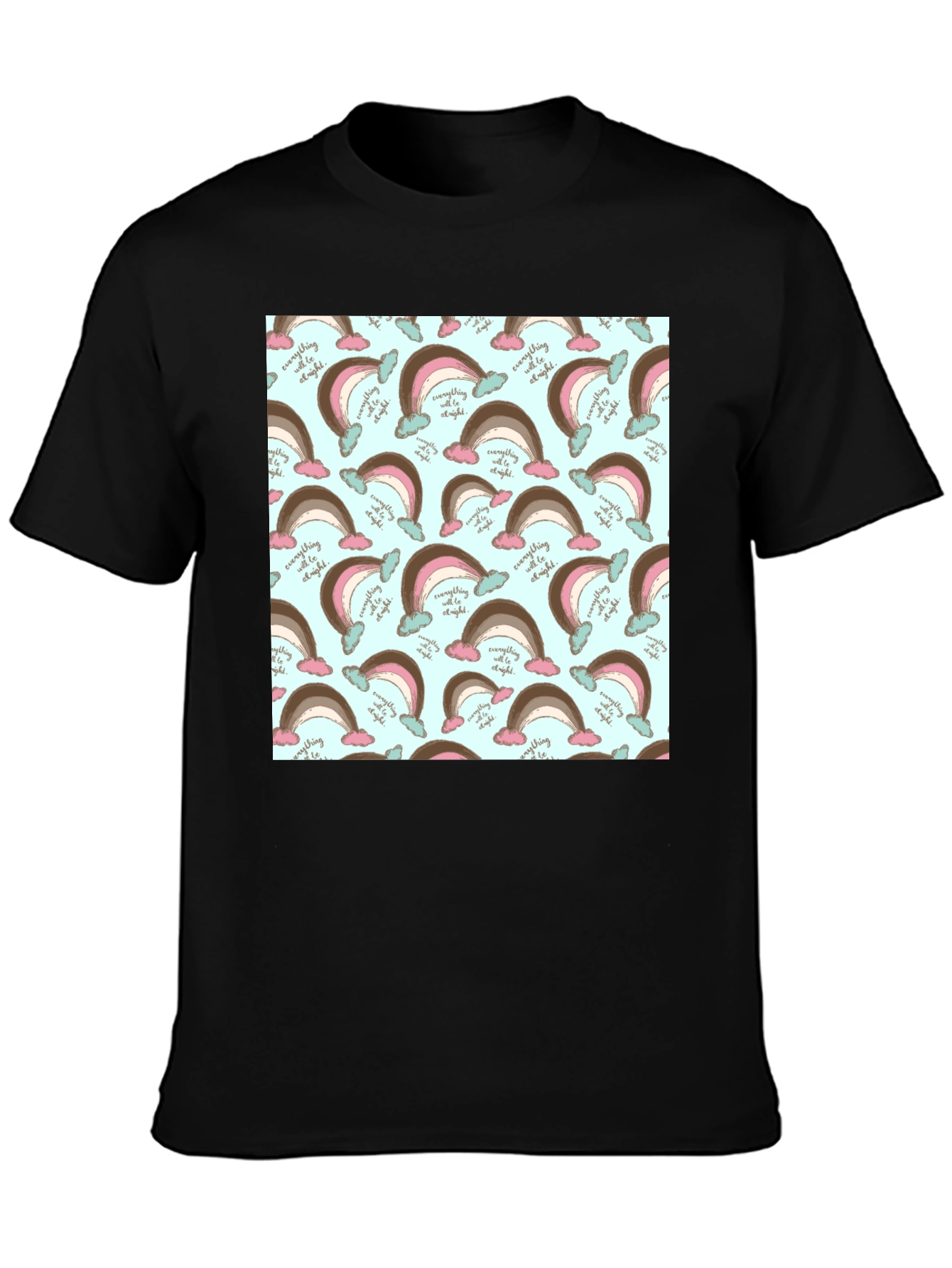 Rainbow Patterned Mens Black T-Shirt
