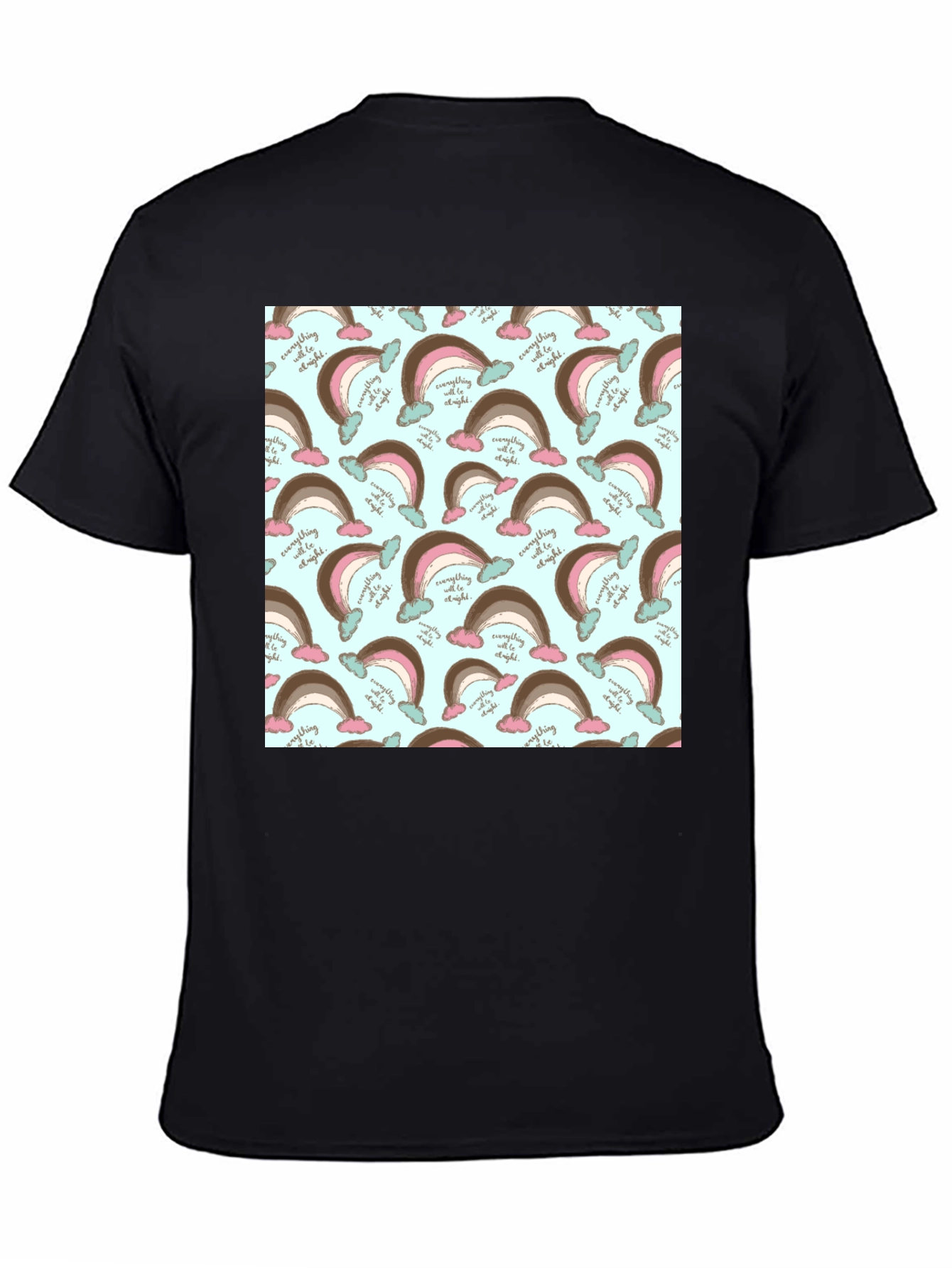 Rainbow Patterned Mens Black T-Shirt