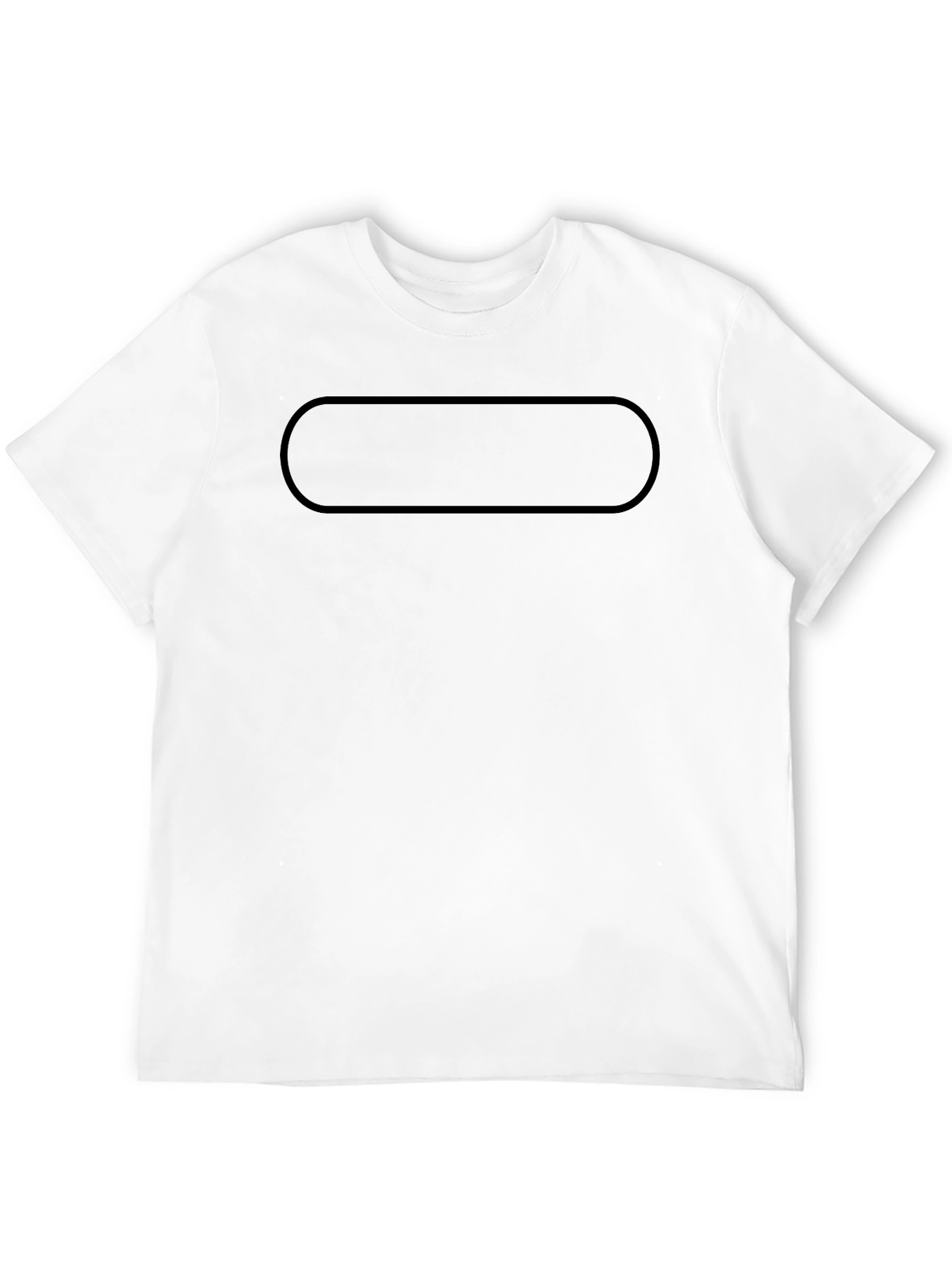 Mens Black Crew Neck T-Shirt with Rectangular Design