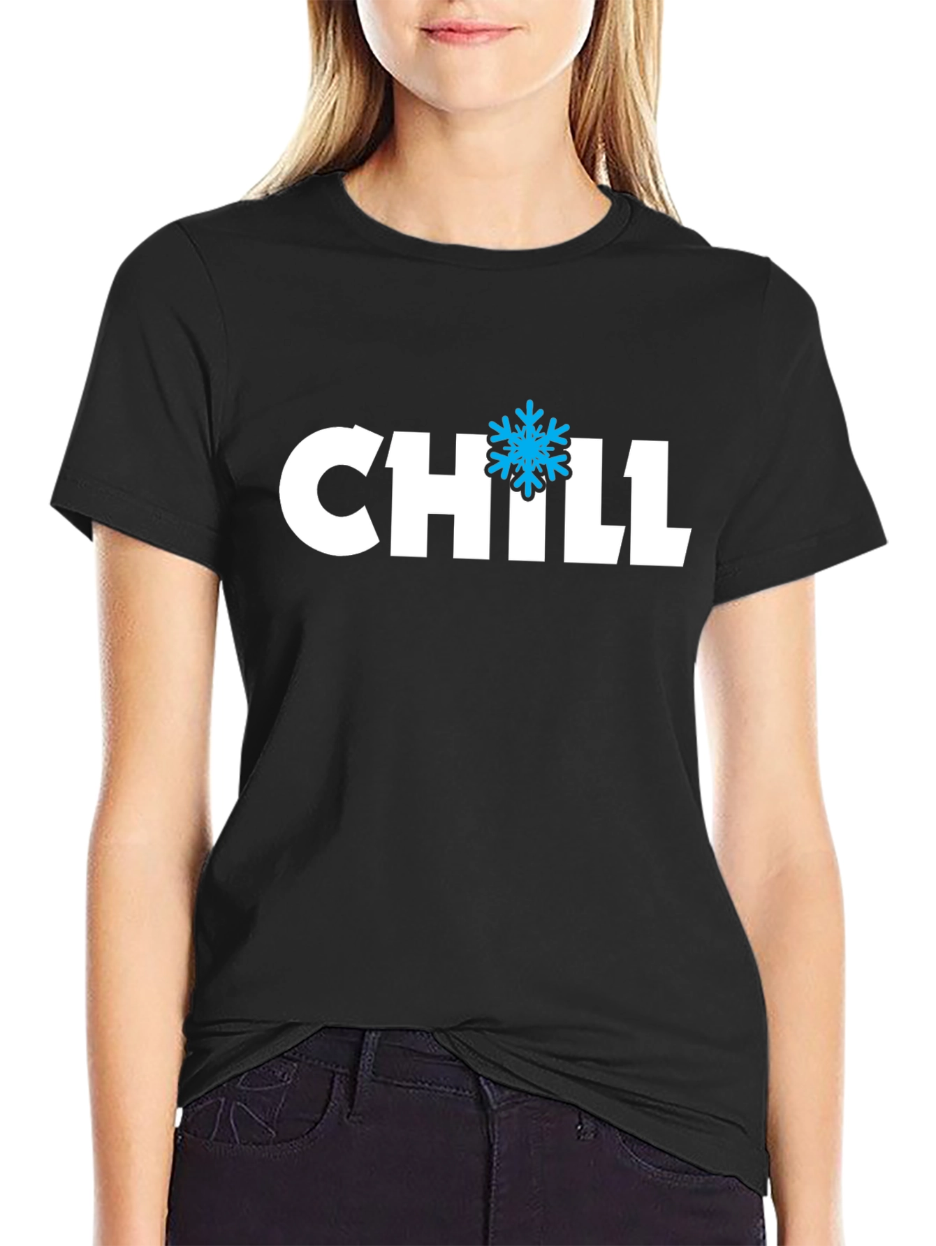 Chill Snowflake Graphic Black T-Shirt