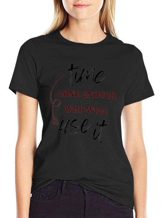 Time Quote Graphic Tee - Black Cotton T-Shirt