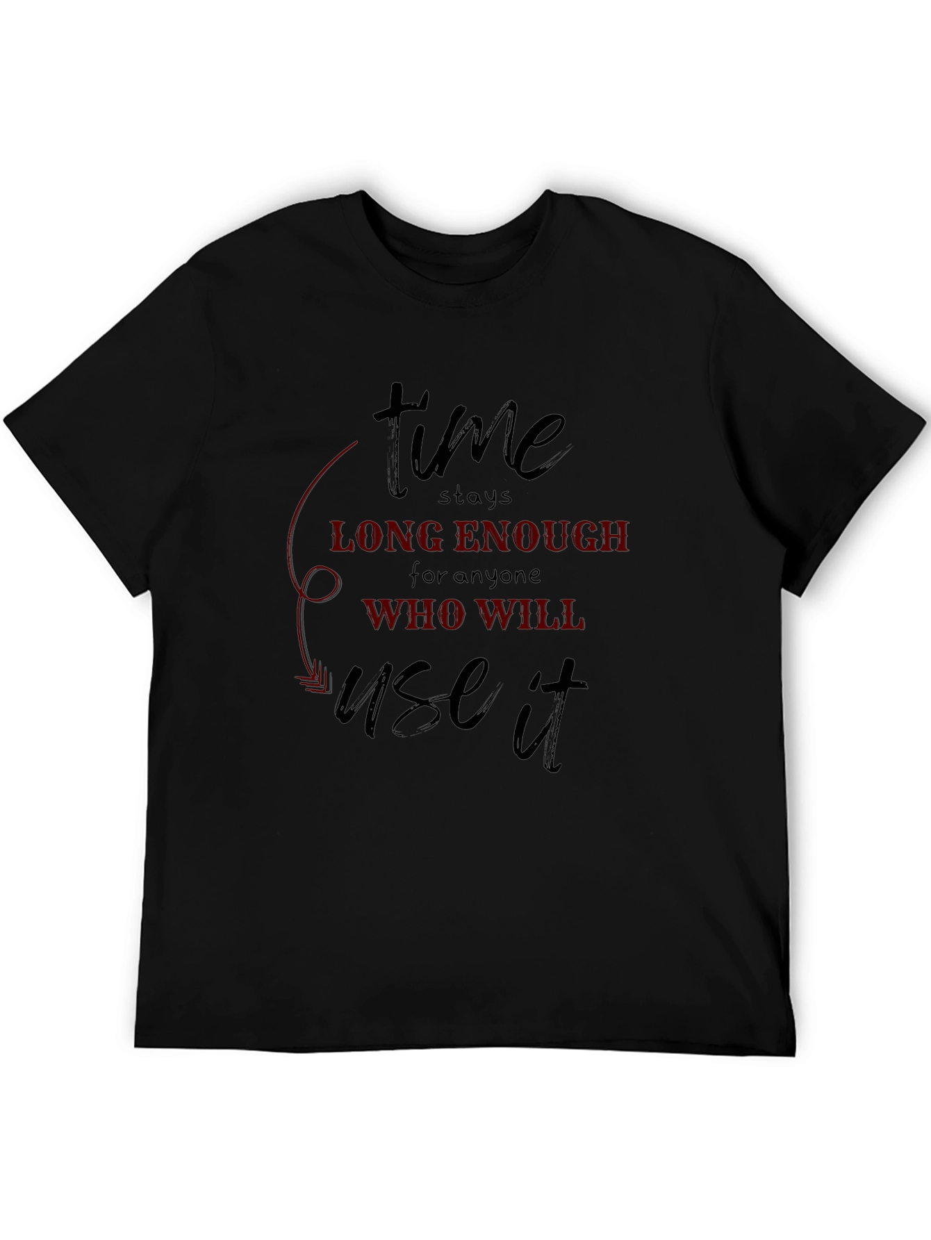 Time Quote Graphic Tee - Black Cotton T-Shirt