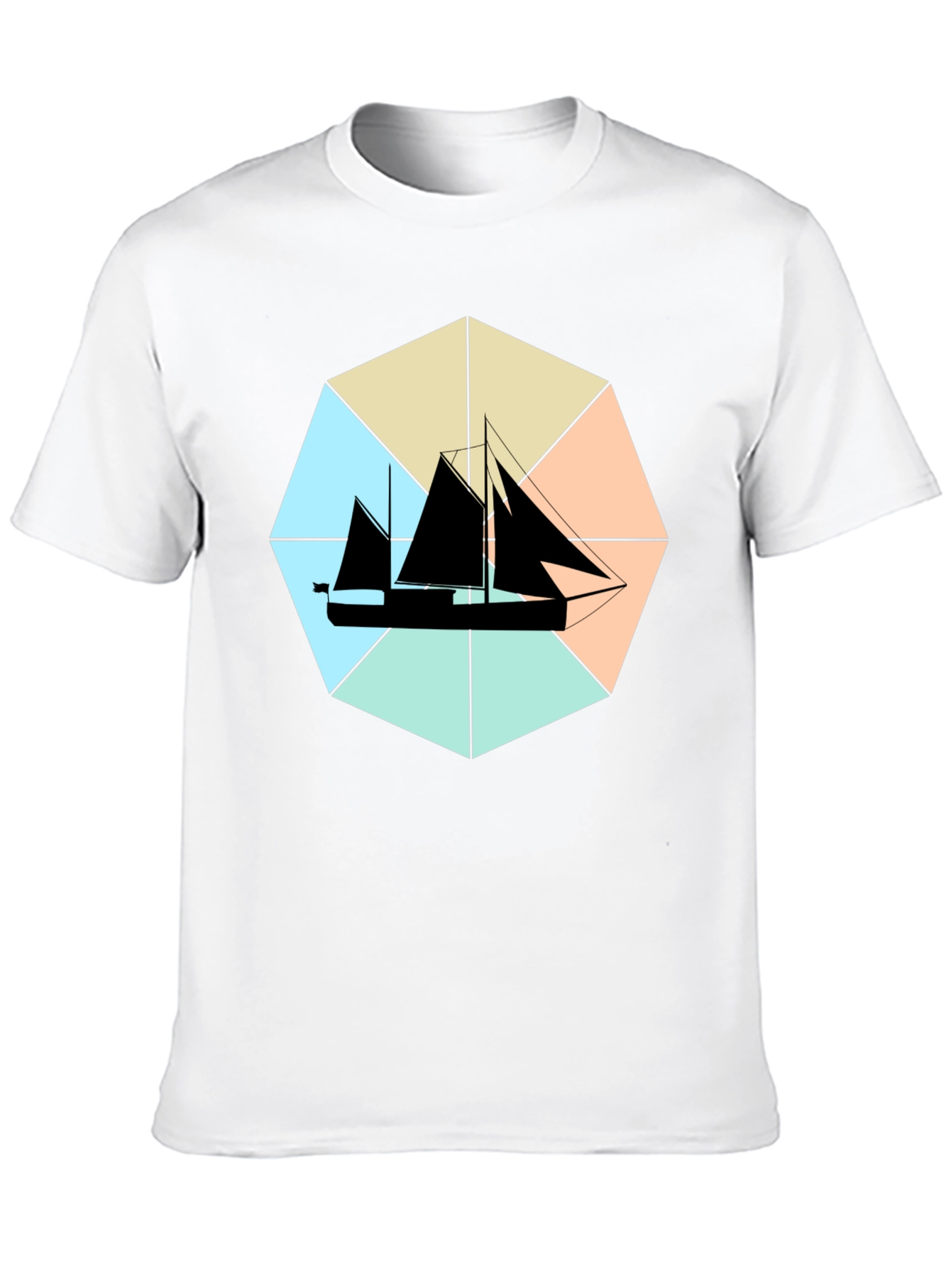 Nautical Sailboat Graphic Tee - Black