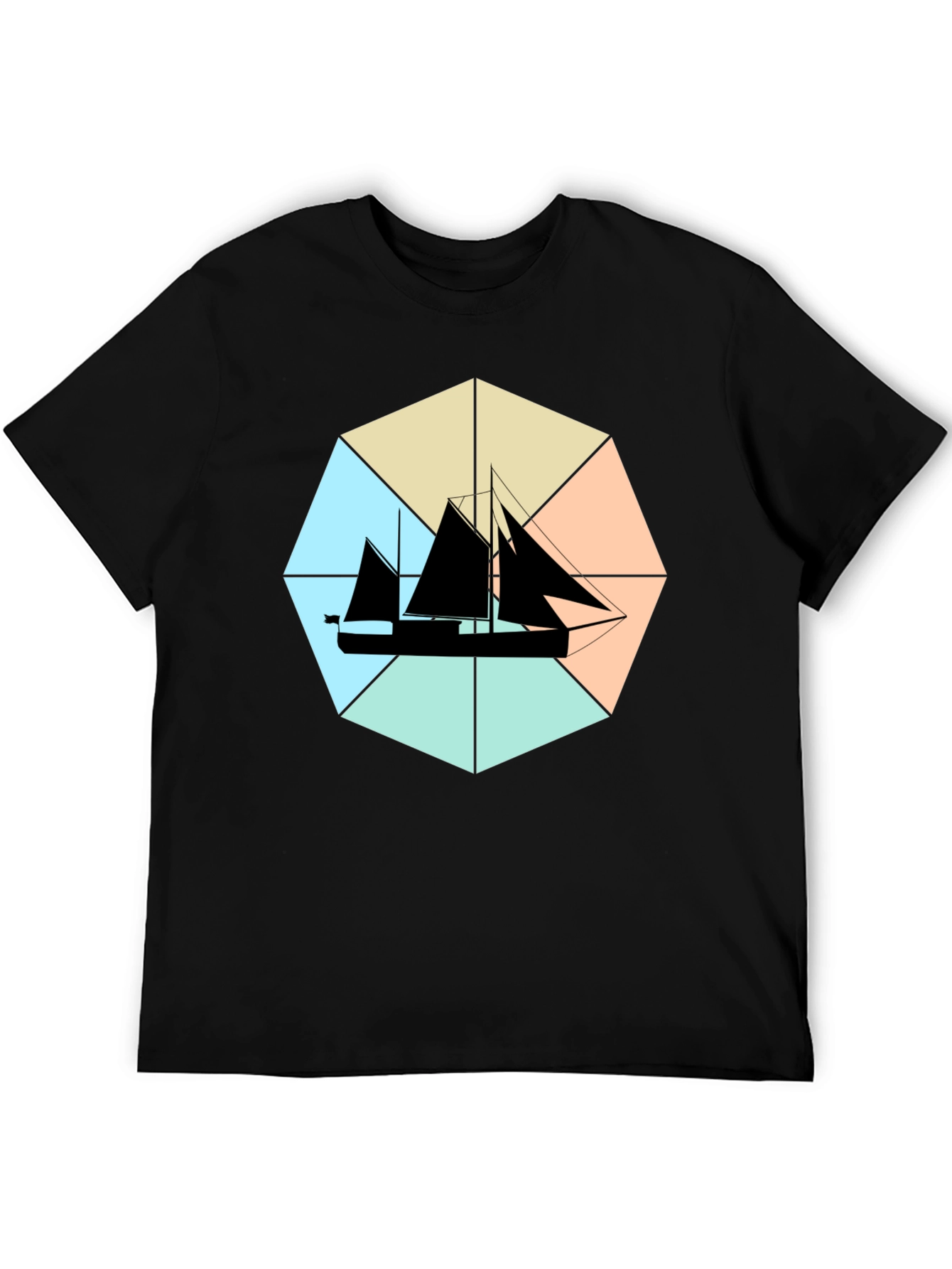 Nautical Sailboat Graphic Tee - Black
