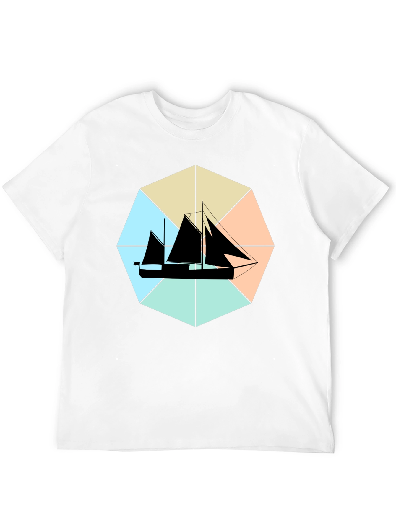 Nautical Sailboat Graphic Tee - Black