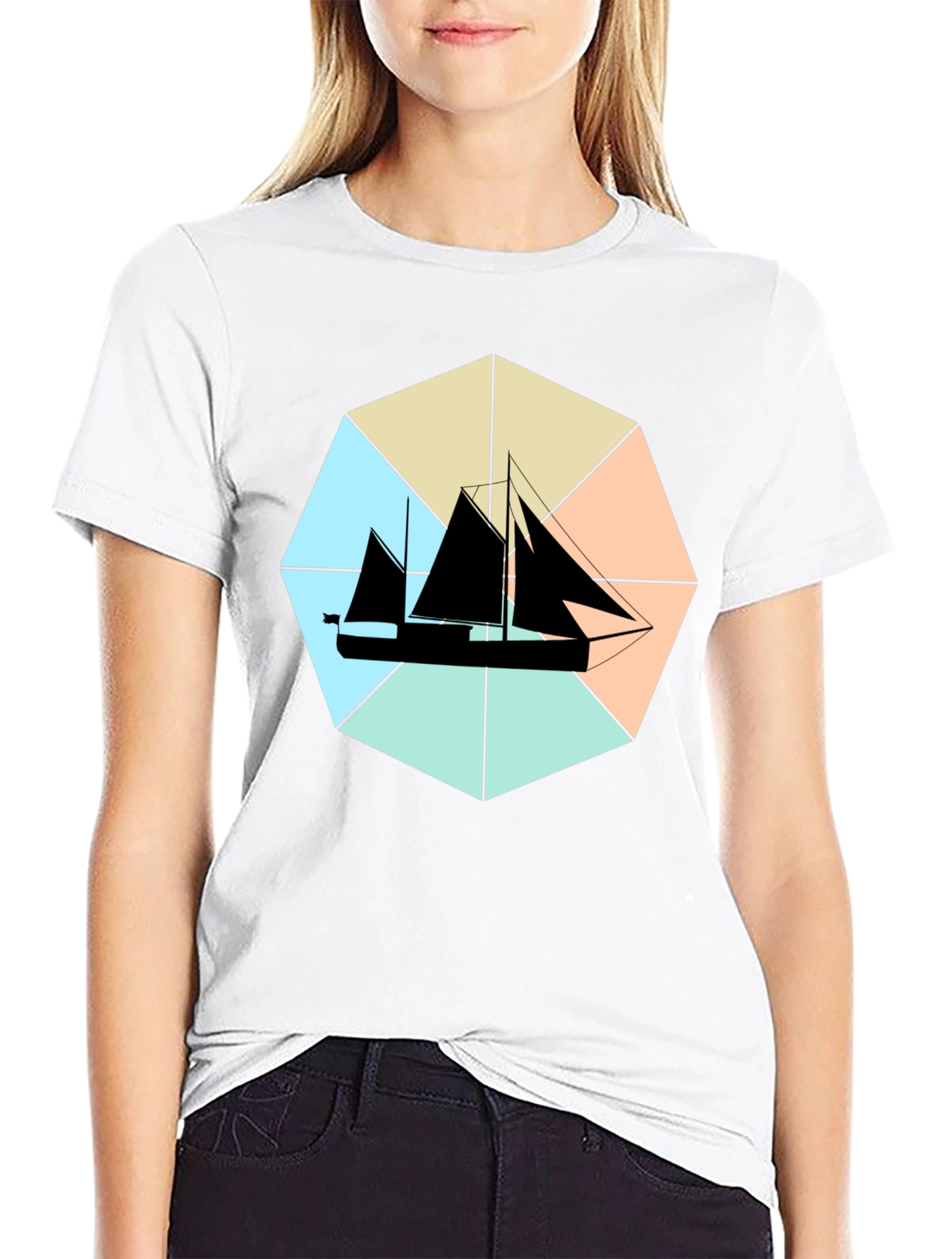 Nautical Sailboat Graphic Tee - Black