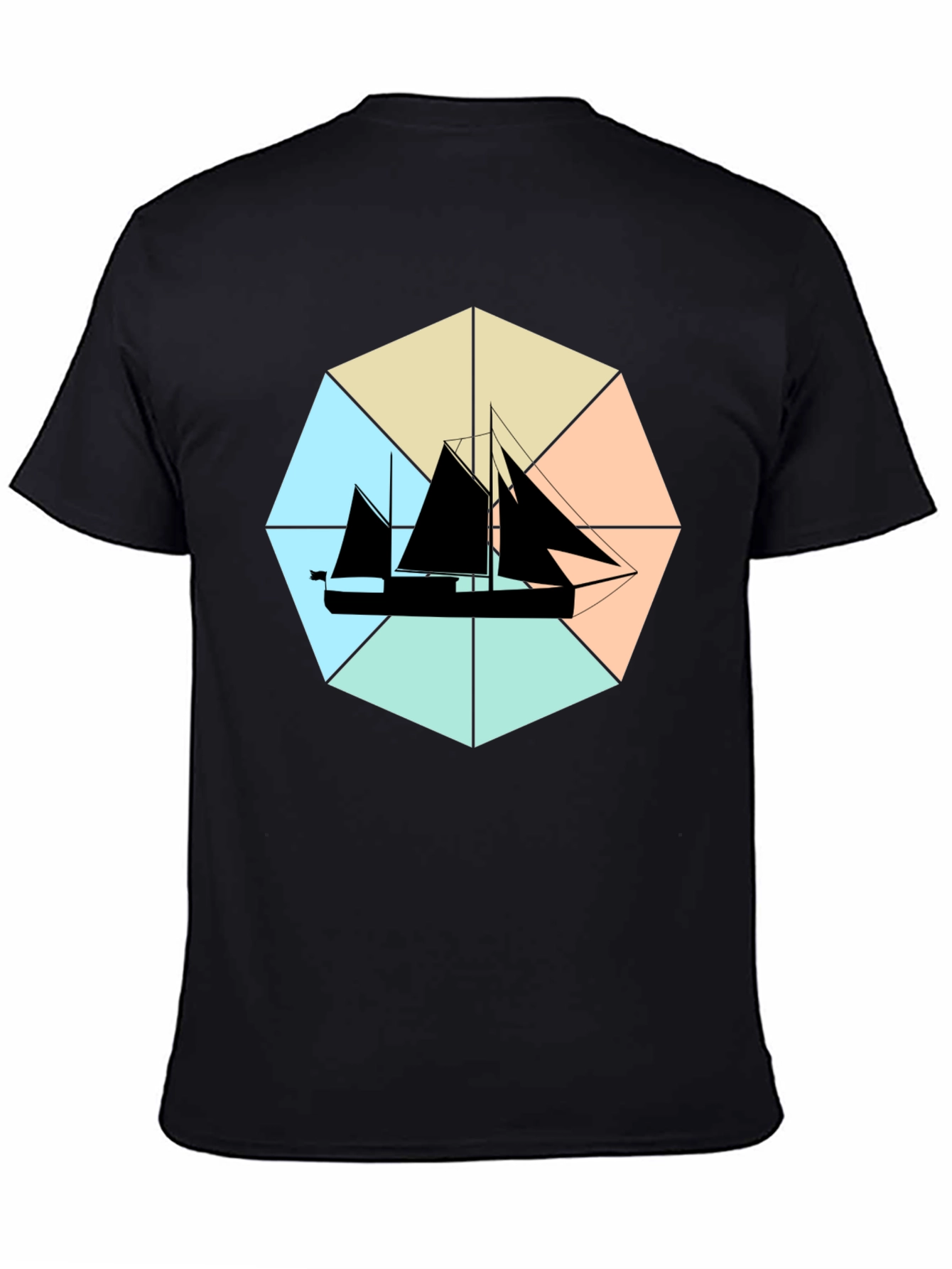 Nautical Sailboat Graphic Tee - Black
