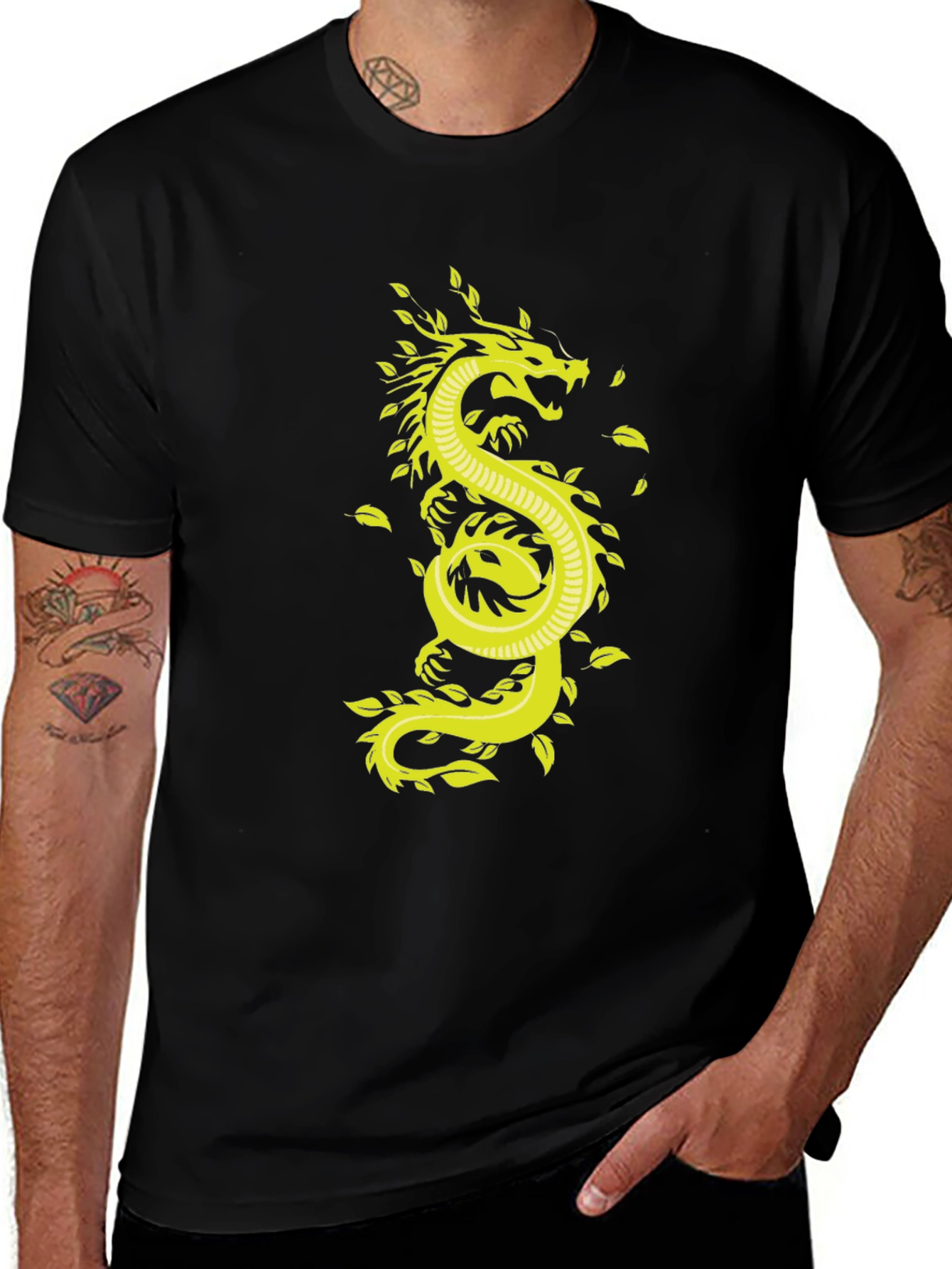 Dragon Graphic Tee - Stylish Mens Black T-Shirt