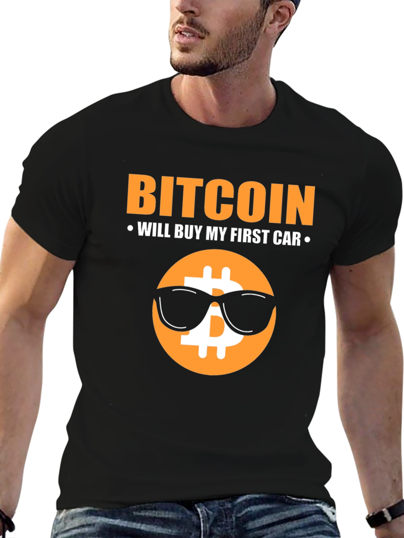 Bitcoin First Car Black T-Shirt