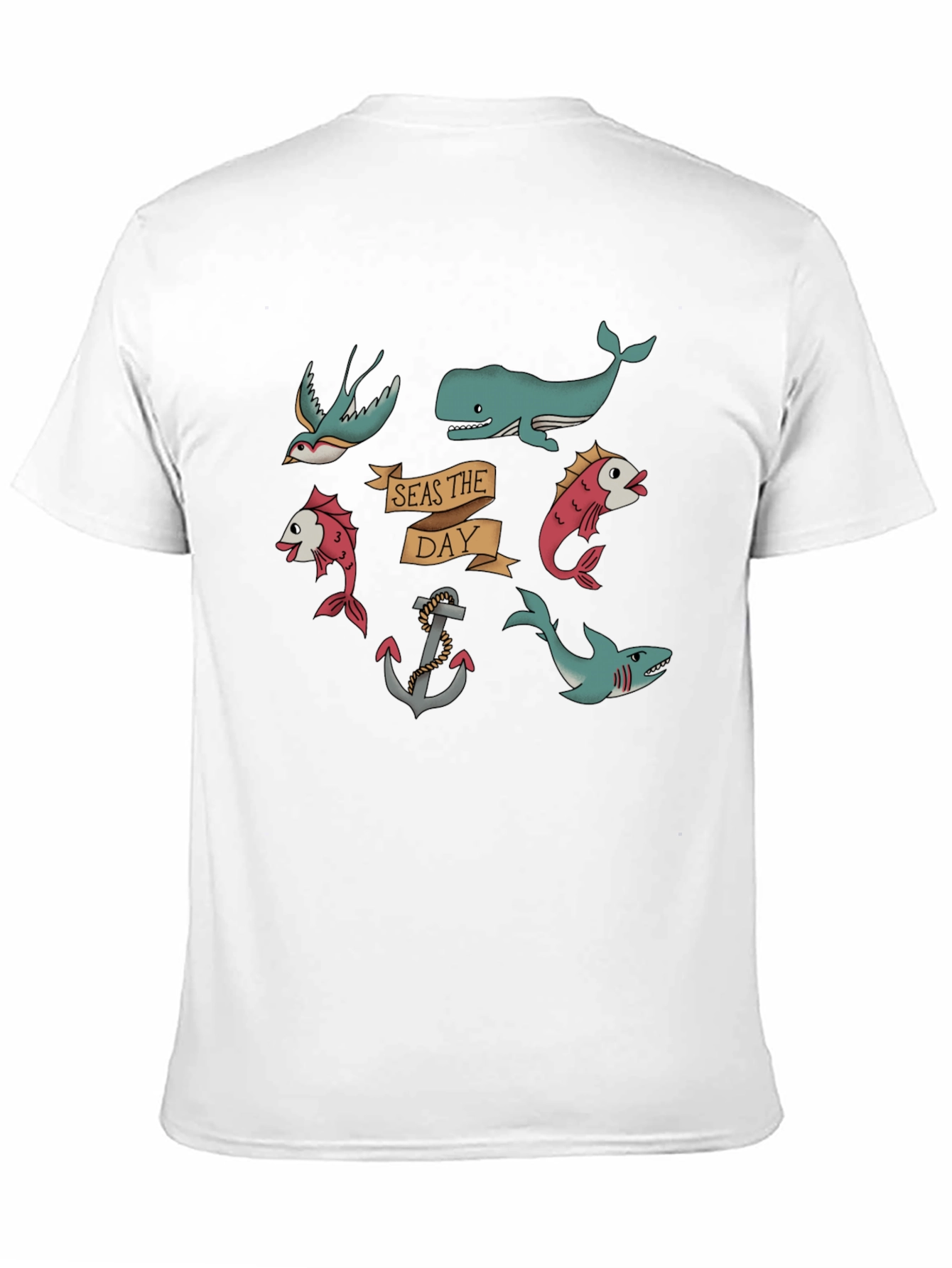 Nautical Seas the Day Black T-Shirt