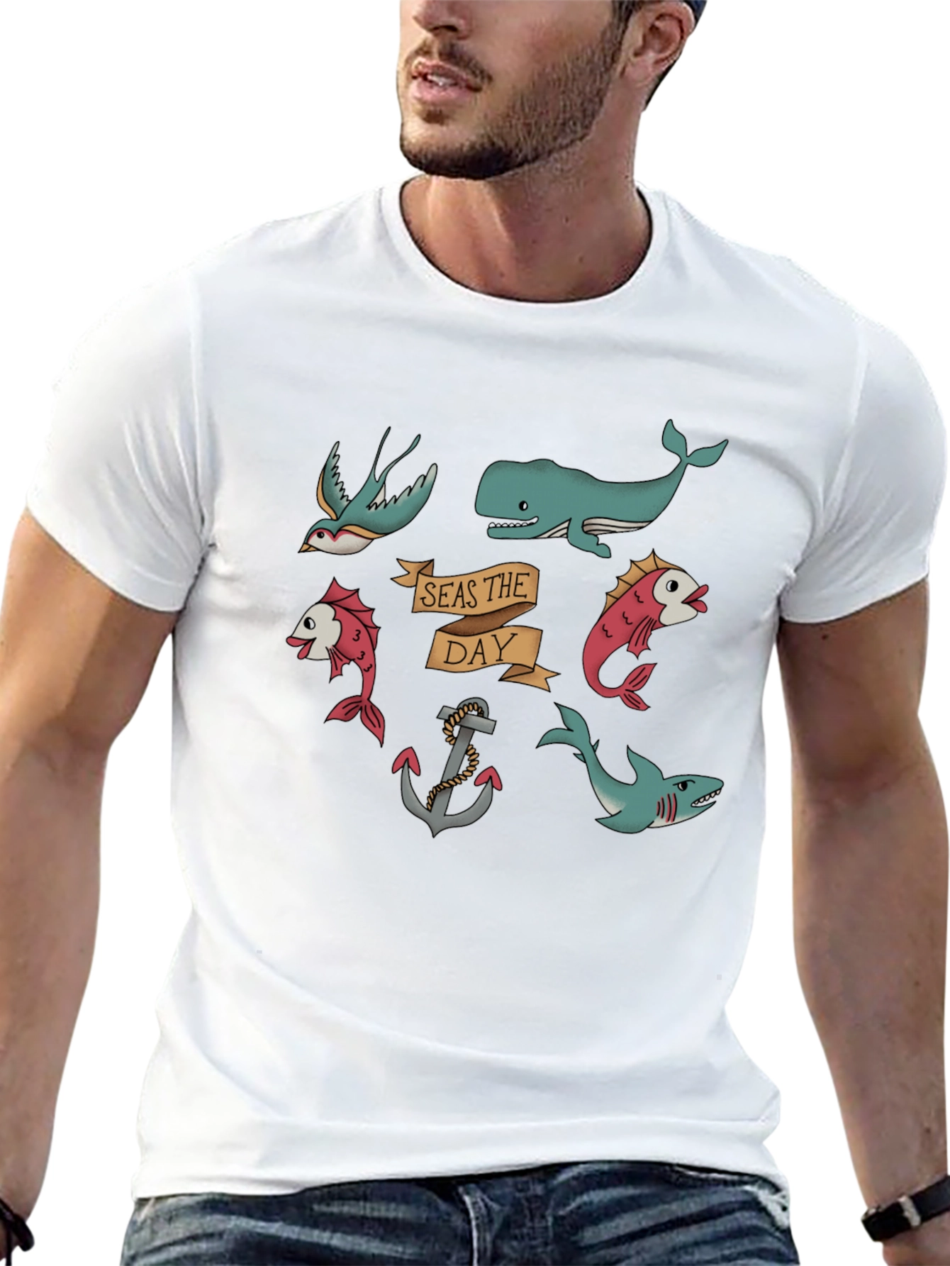 Nautical Seas the Day Black T-Shirt
