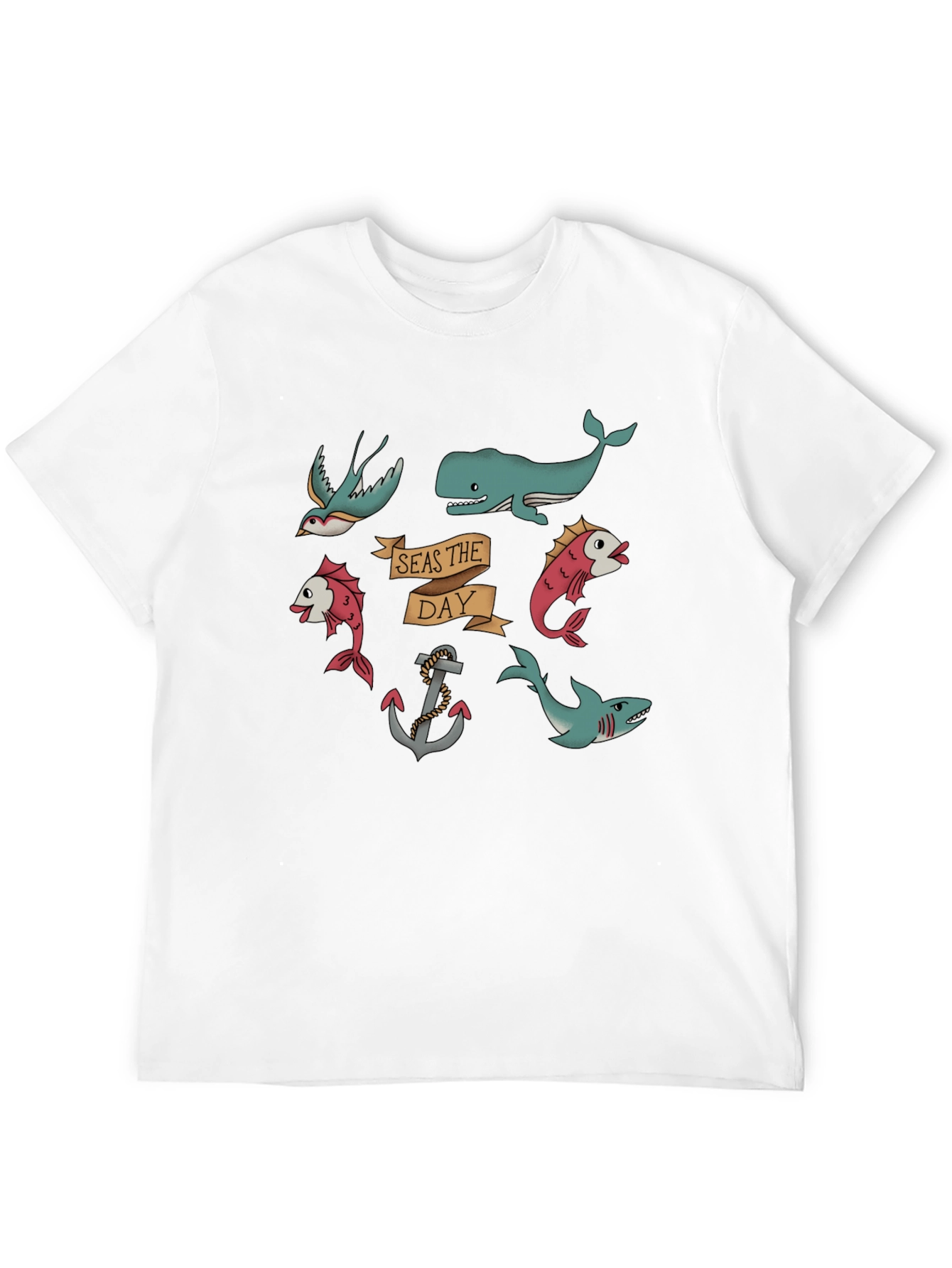 Nautical Seas the Day Black T-Shirt