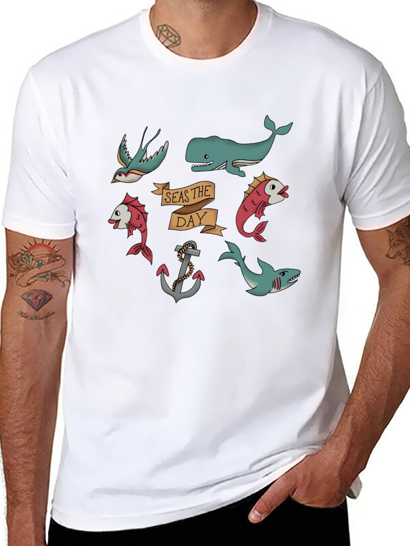 Nautical Seas the Day Black T-Shirt