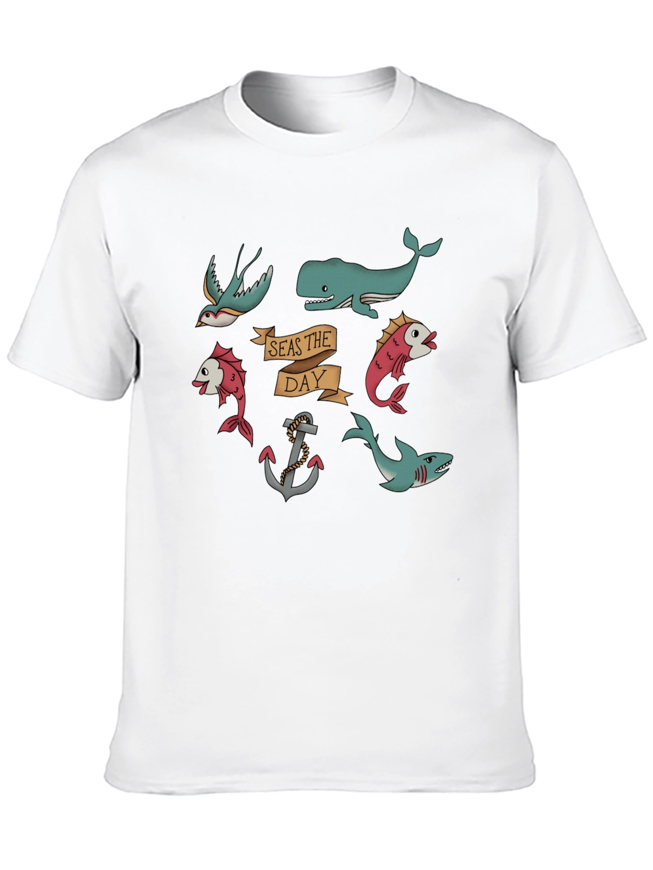 Nautical Seas the Day Black T-Shirt