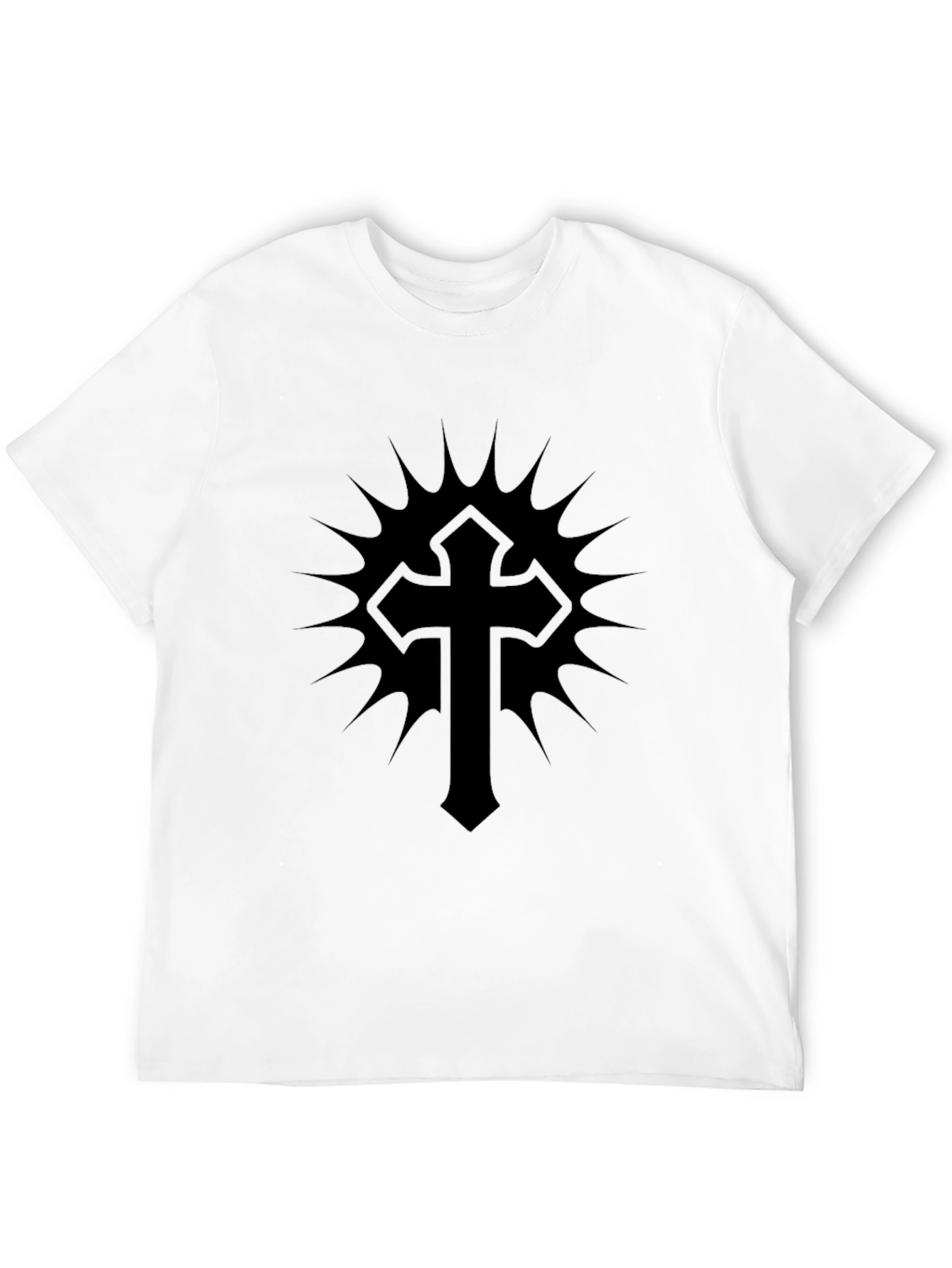 Gothic Cross Graphic T-Shirt - Black